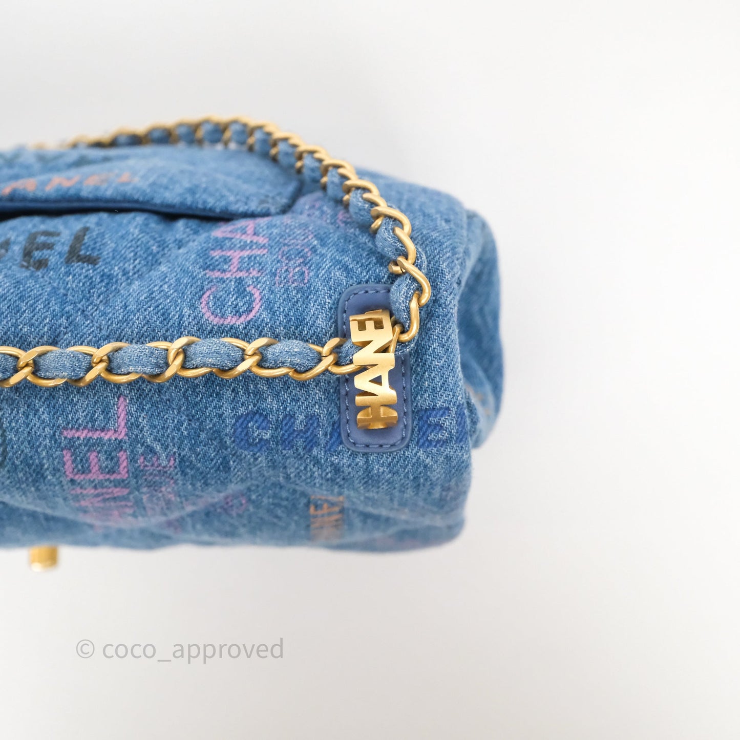 Chanel Large Denim Mood Flap Quilted Blue Multicolor 22P