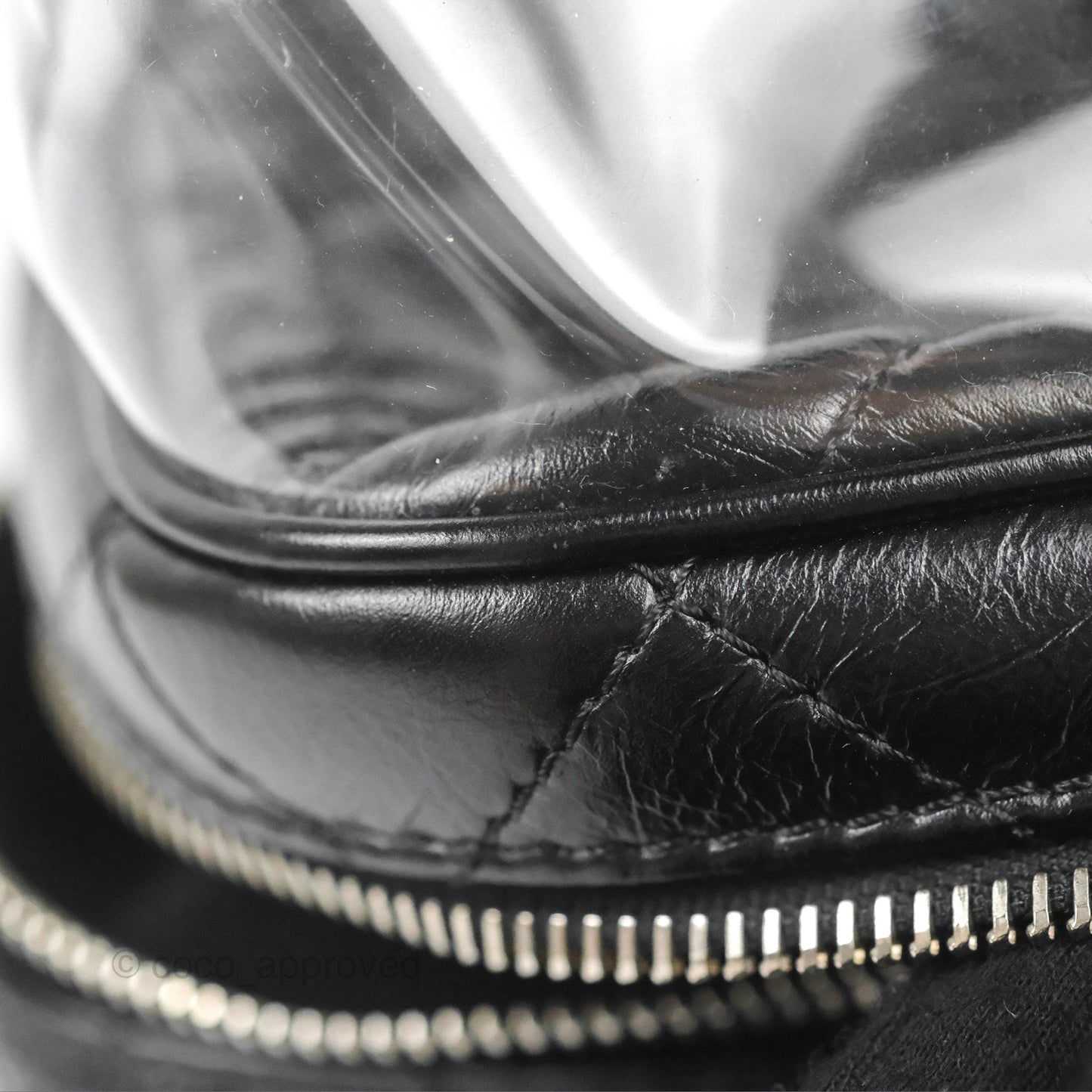 Chanel Aquarium PVC Backpack Black Crumpled Calfskin Silver Hardware