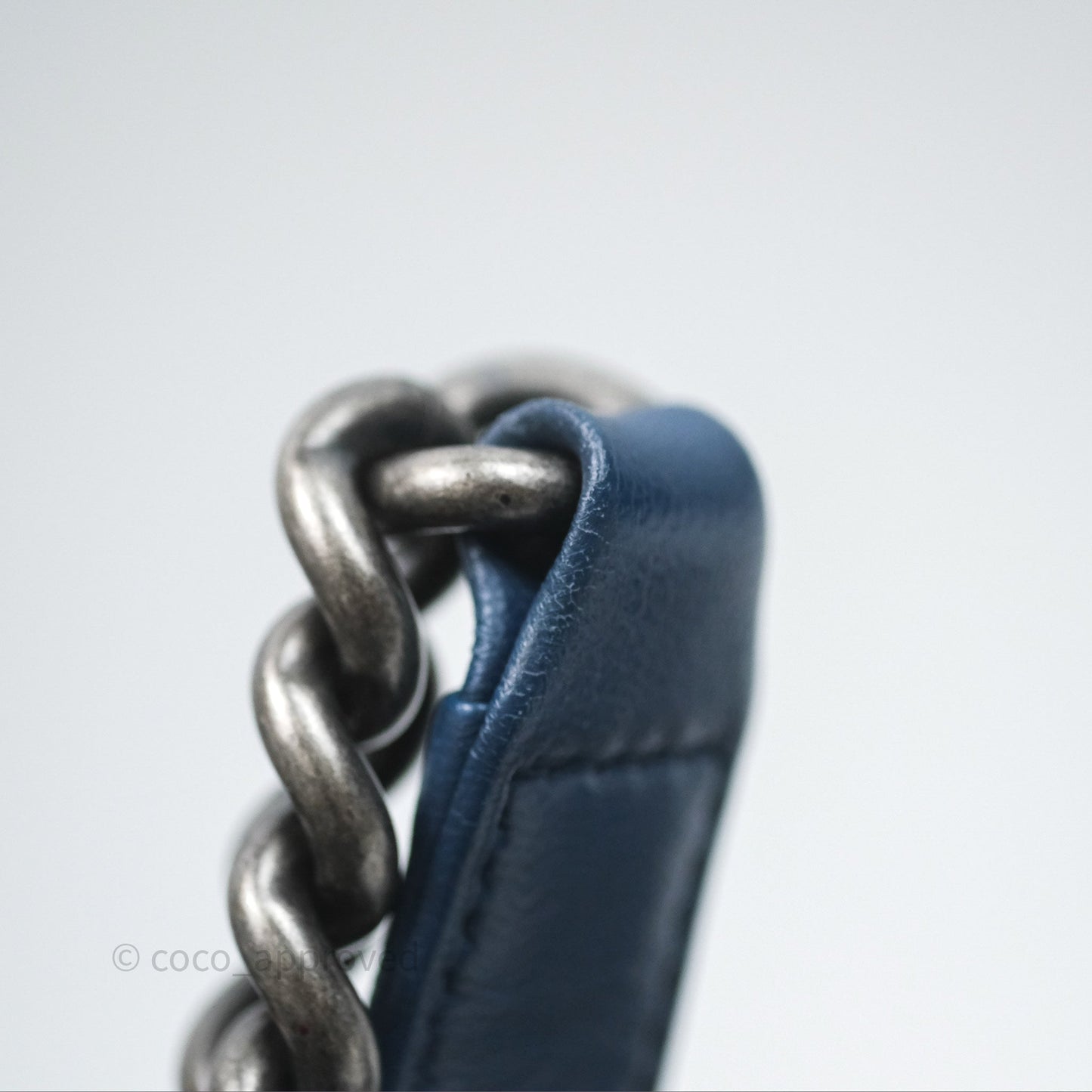 Chanel Small Boy Blue Denim Tweed Ruthenium Hardware