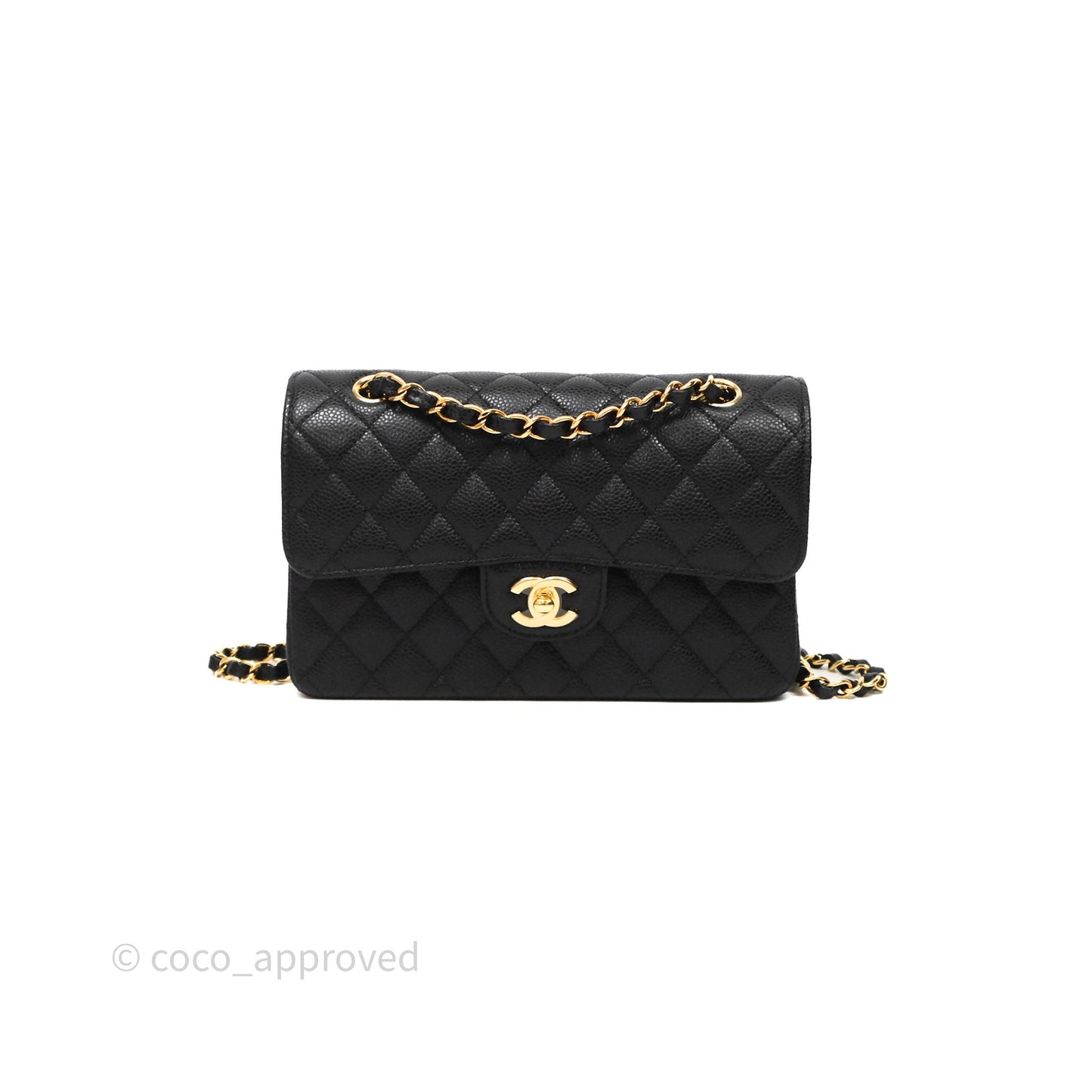 Chanel Small Classic Flap Quilted Black Caviar Gold Hardware