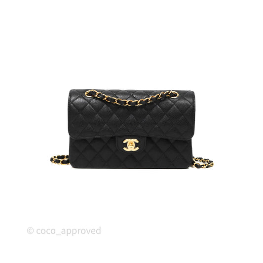 Chanel Small Classic Flap Quilted Black Caviar Gold Hardware