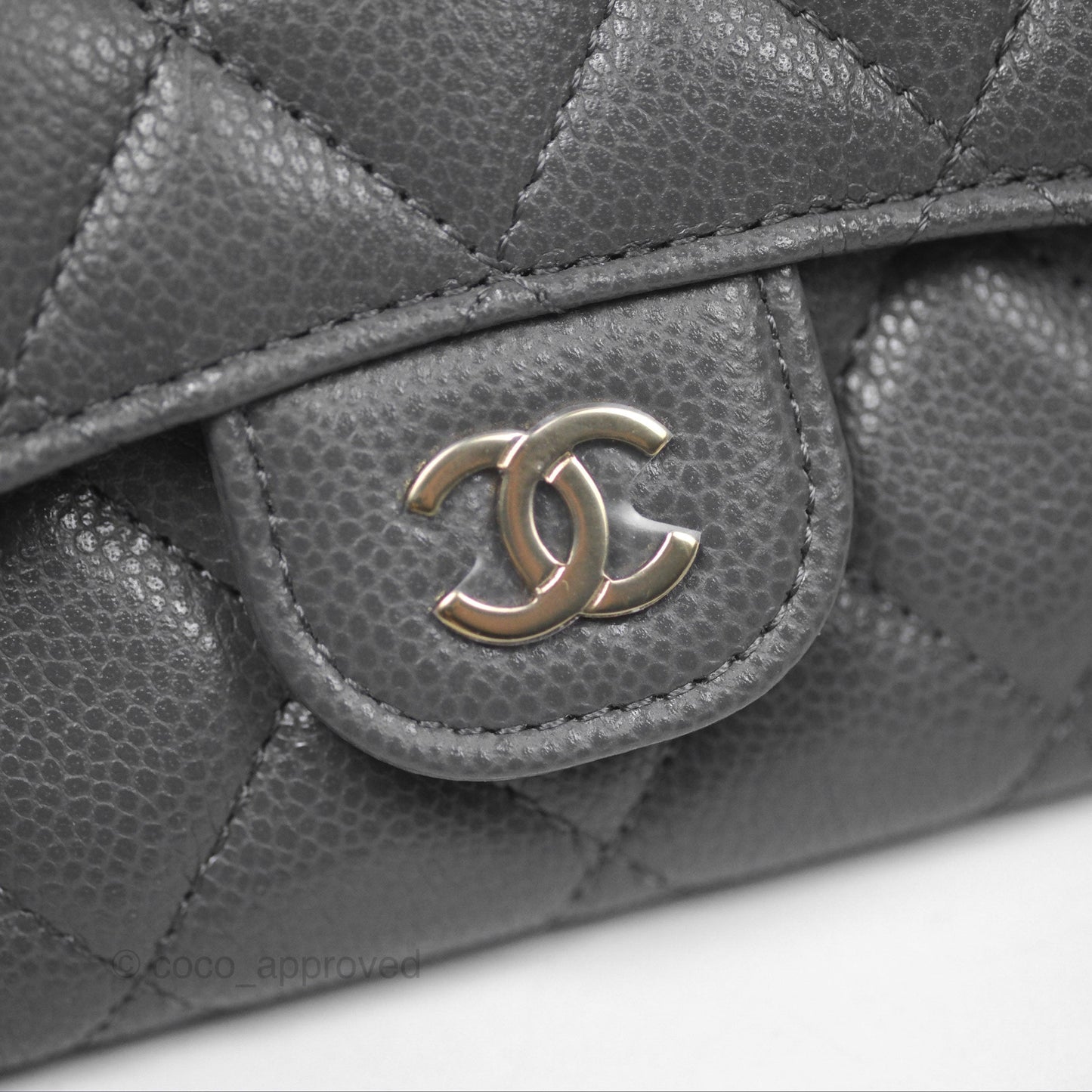 Chanel Classic Flap Card Holder Dark Grey Caviar Gold Hardware