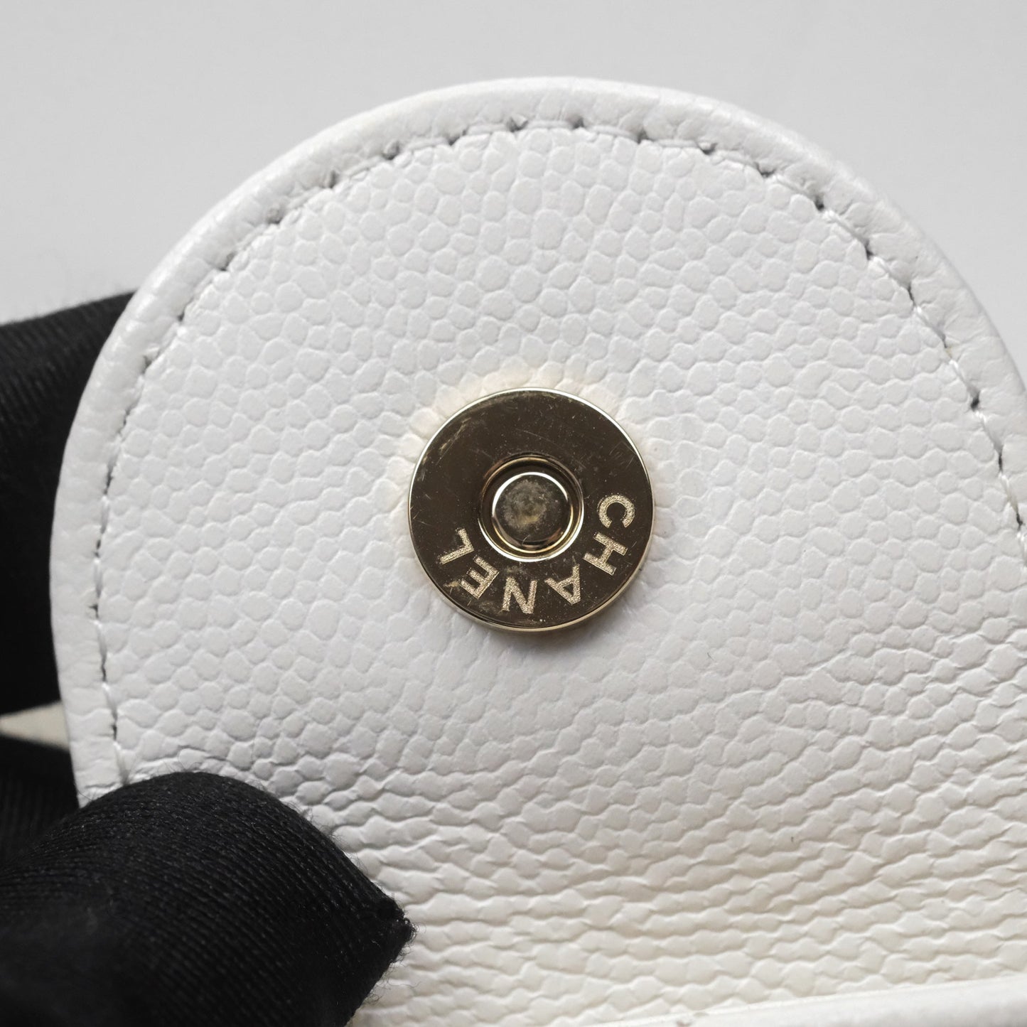 Chanel Mini Bucket Tote White Caviar Gold Hardware 22S
