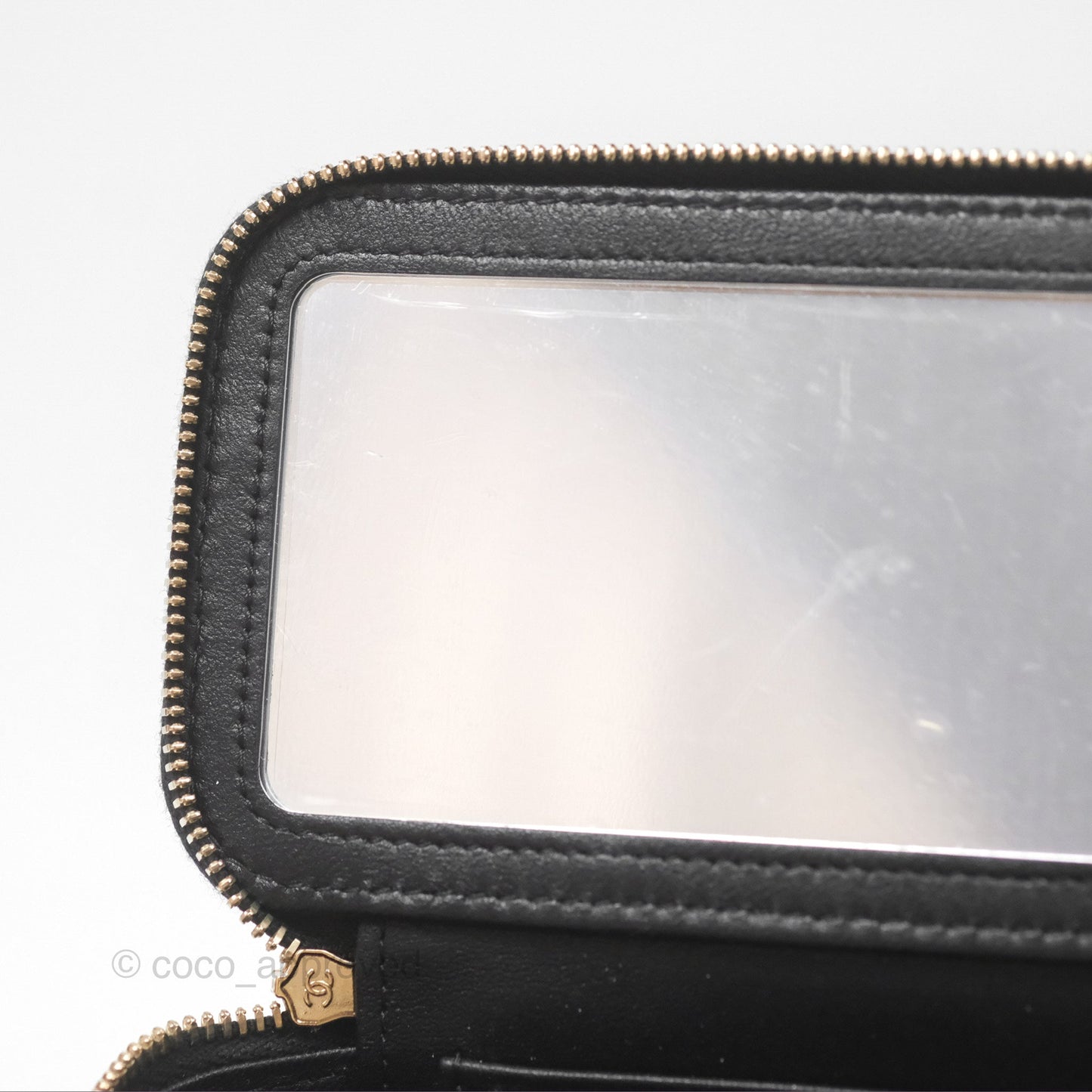 Chanel Vanity Rectangular Top Handle Black Lambskin Gold Hardware