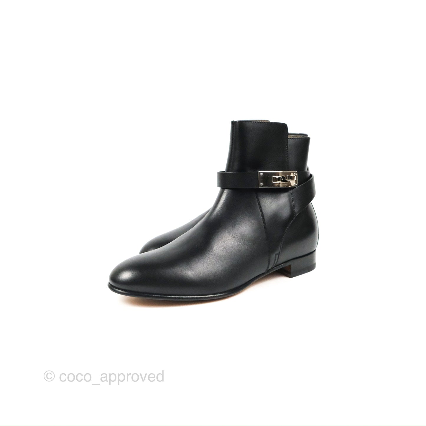 Hermès Neo Ankle Boots Black Calfskin Palladium Hardware Size 36