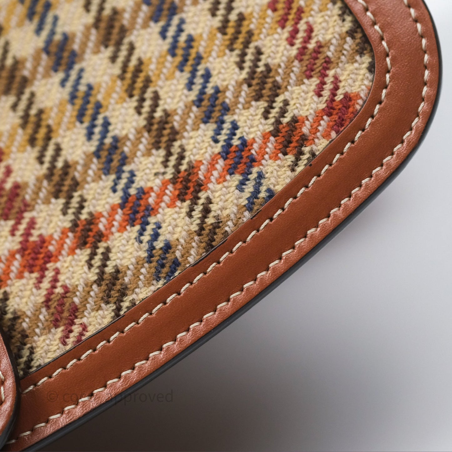Celine Clutch on Strap in Tartan Textile and Natural Calfskin