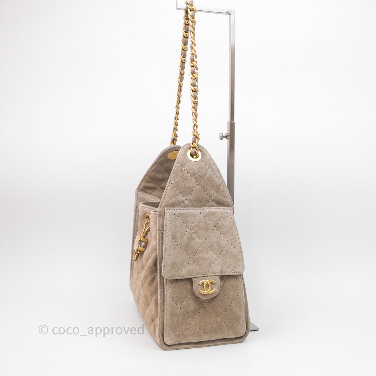 Chanel 25 Small Suede Calfskin Aged Gold Hardware