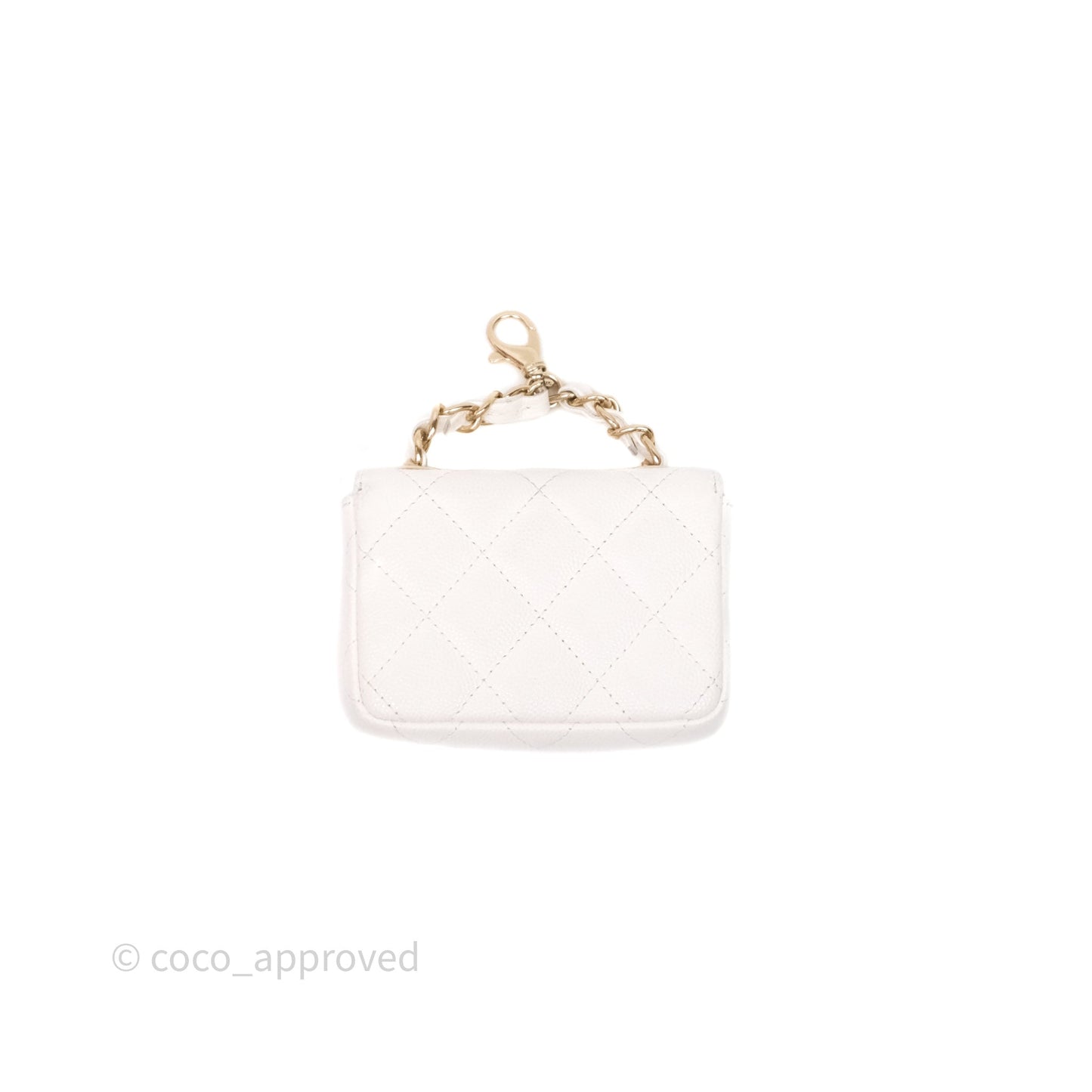 Chanel Mini Flap Belt Bag Caviar White Gold Hardware