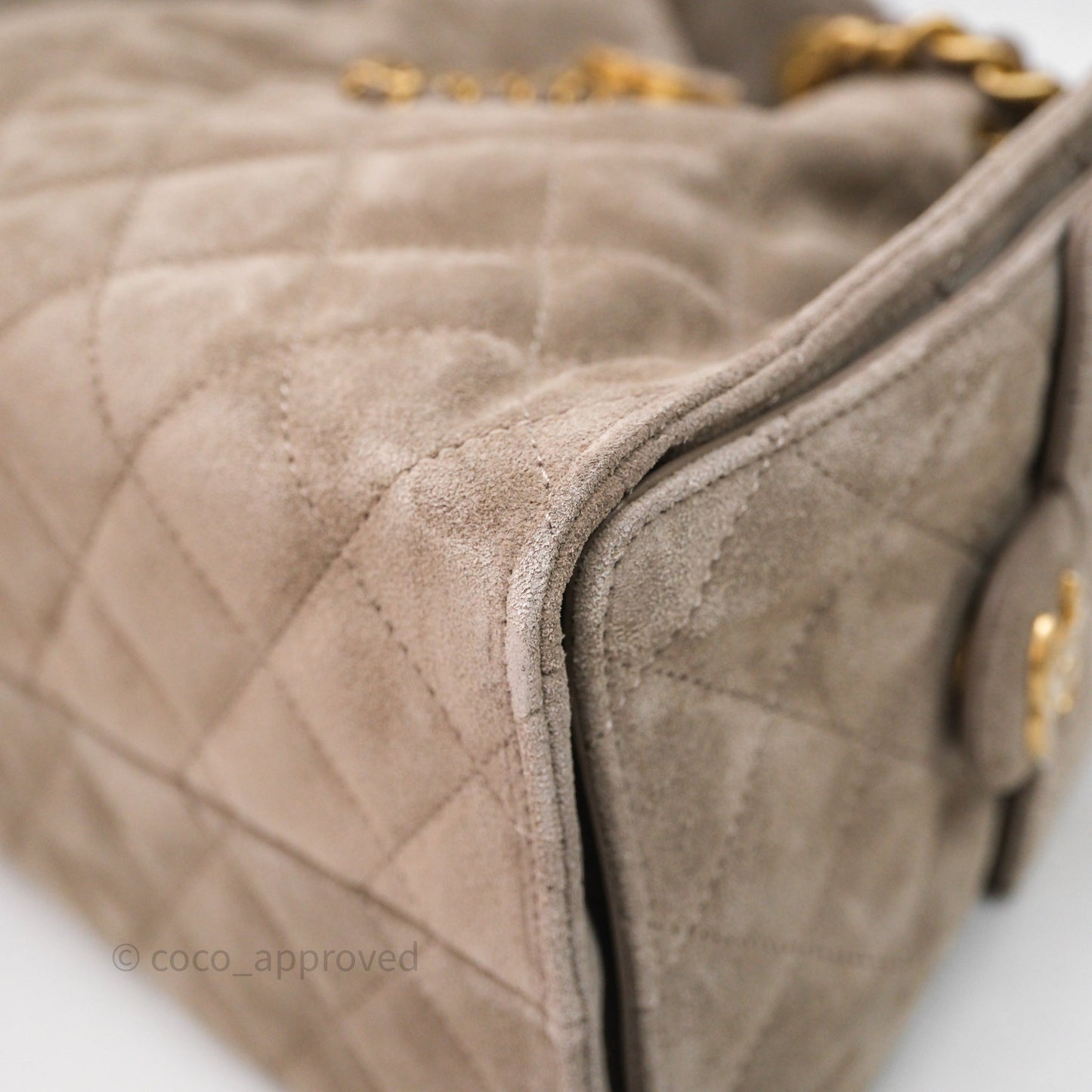 Chanel 25 Small Suede Calfskin Aged Gold Hardware
