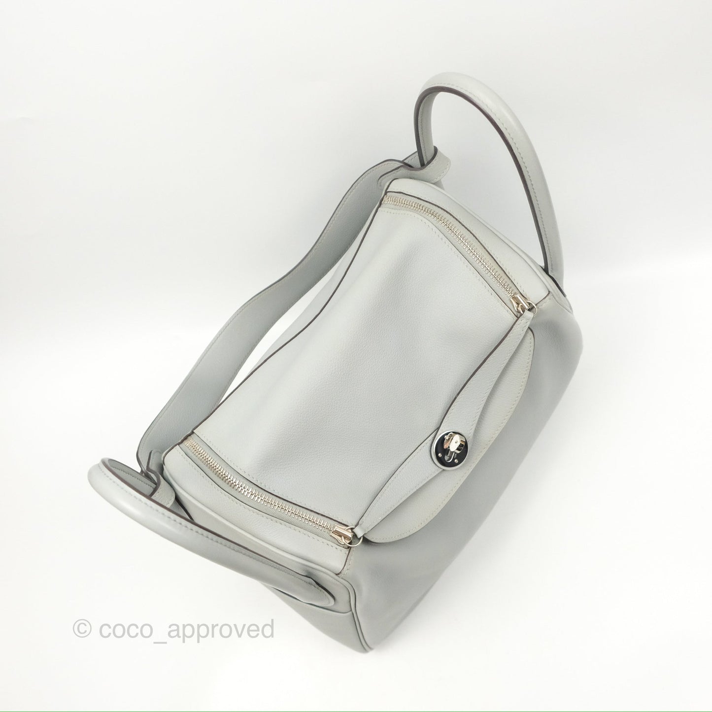 Hermès Lindy 30 Bleu Glacier Evercolor Palladium Hardware