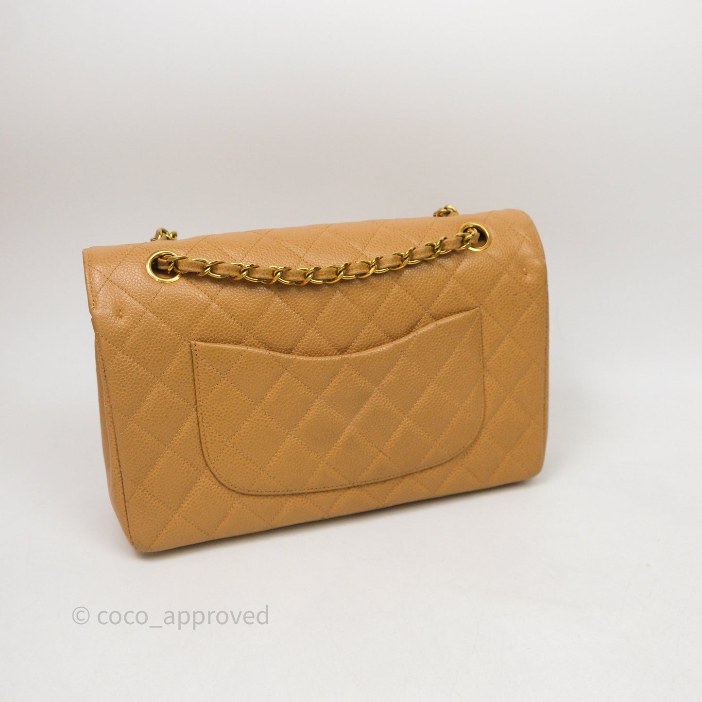Chanel Vintage Medium Classic Flap Beige Caviar 24K Gold Hardware