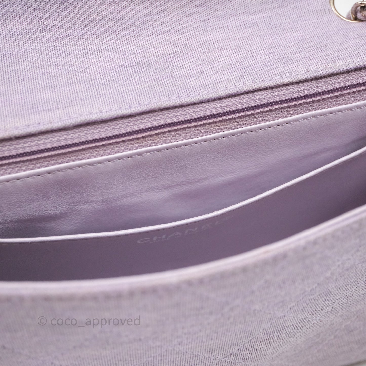 Chanel Medium Single Jersey Flap Bag Purple Silver Hardware