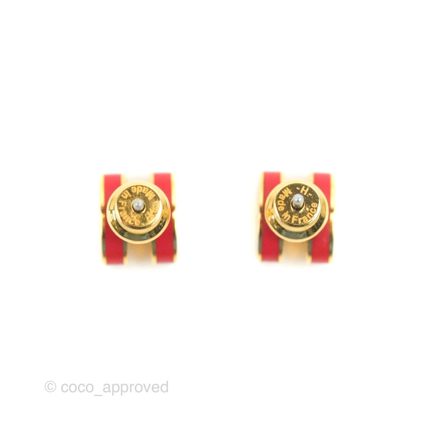 Hermès Mini Pop H Earrings Red Rouge Gold Hardware