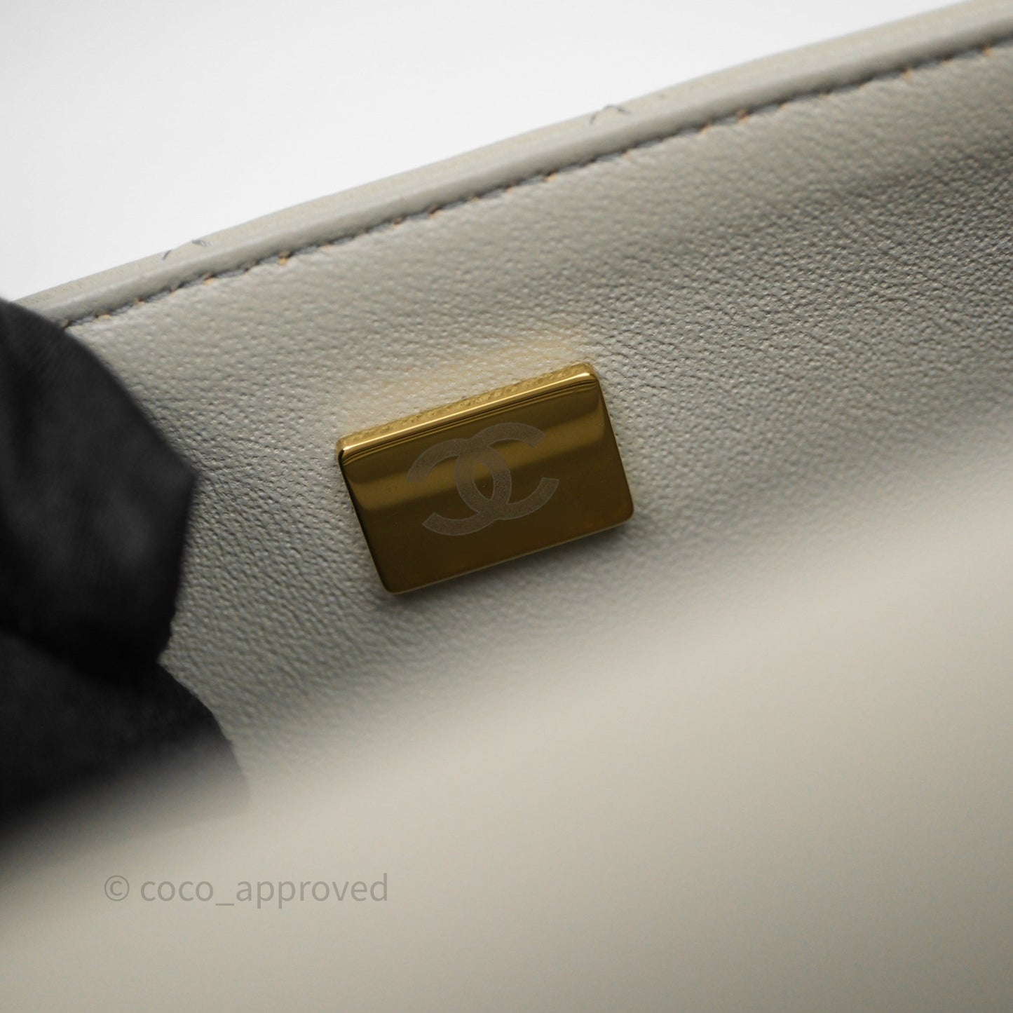 Chanel Mini Rectangular Flap Quilted Light Grey Lambskin Gold Hardware 22C