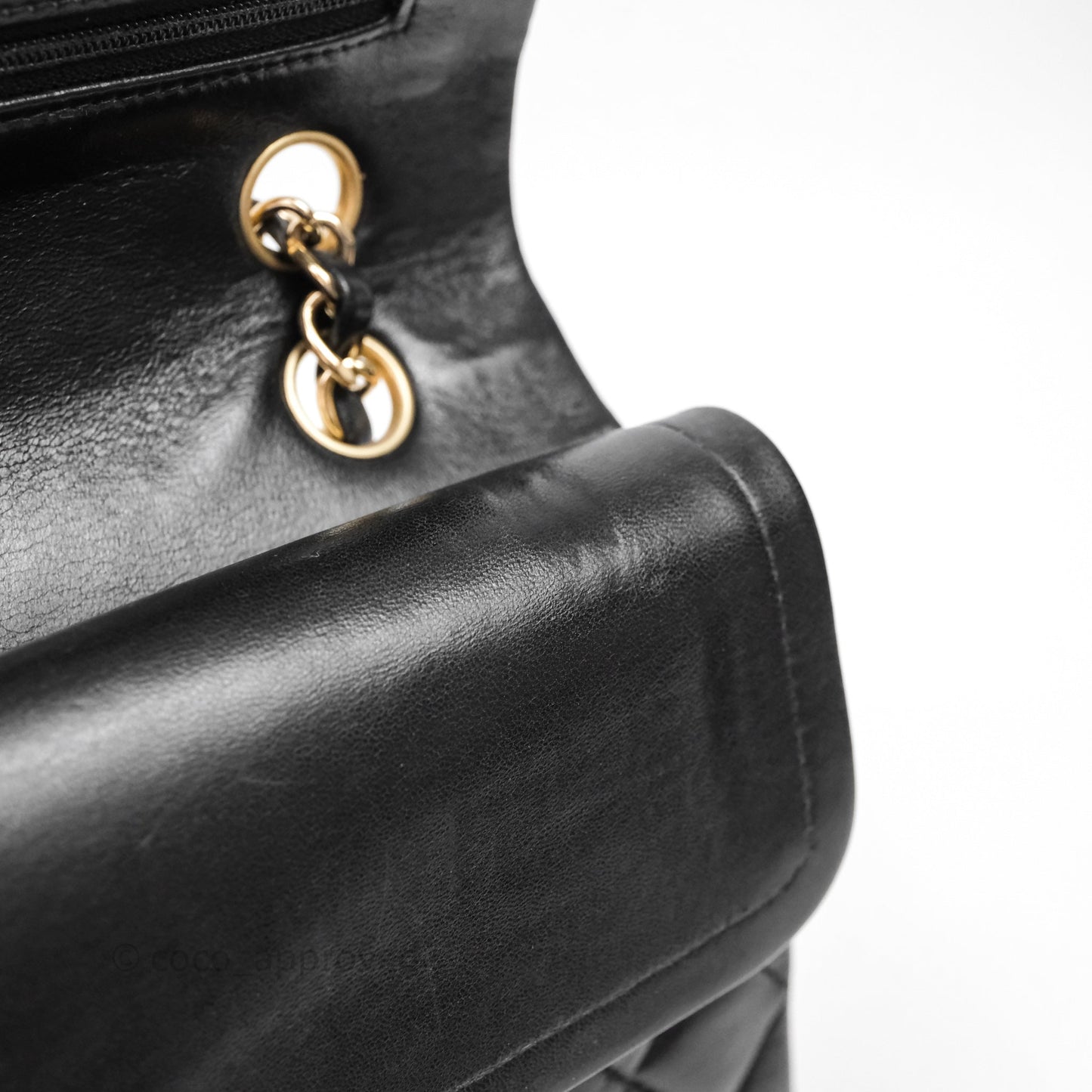 Chanel Vintage Classic M/L Medium Double Flap Black Lambskin 24K Gold Hardware