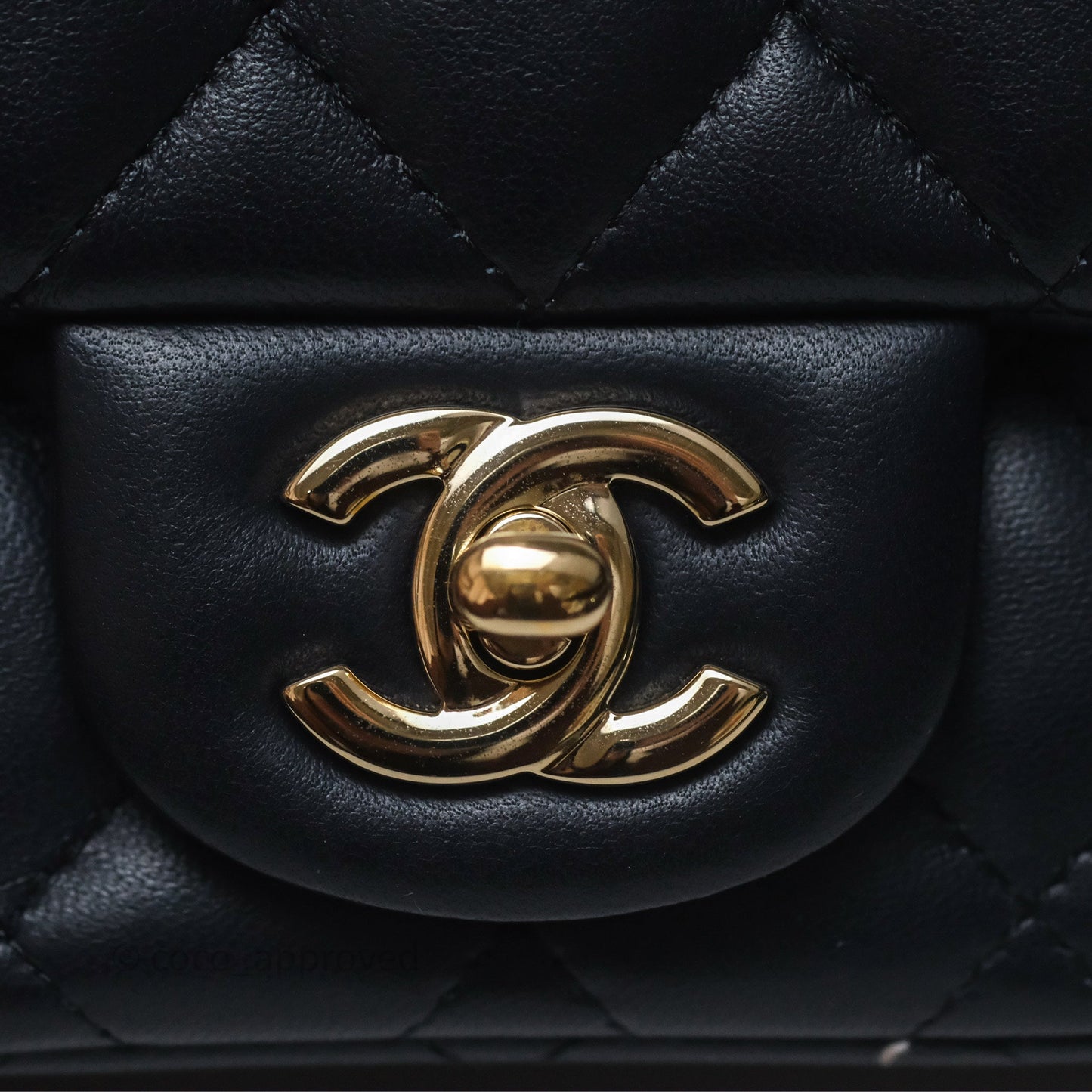 Chanel Mini Square Flap Quilted Navy Lambskin Gold Hardware