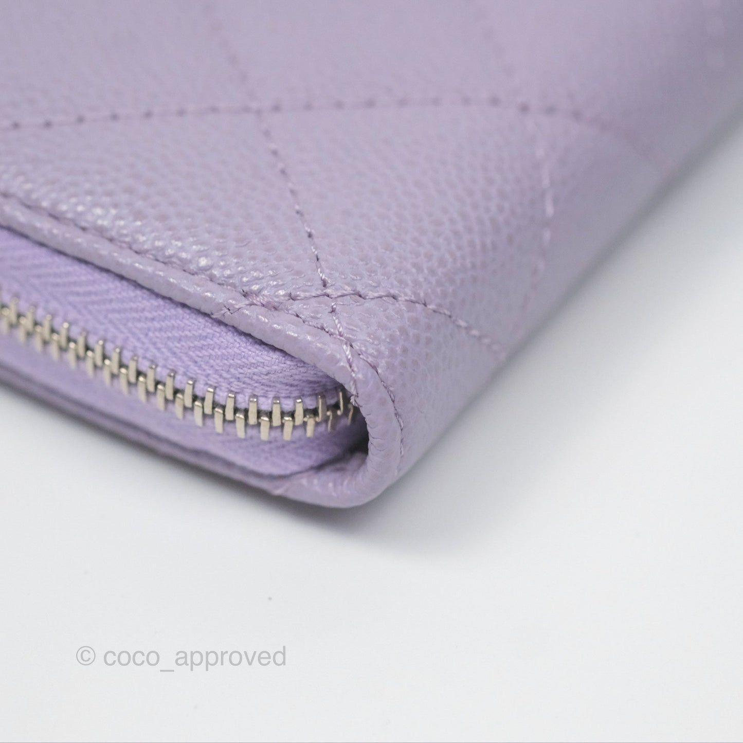Chanel Classic Zipped Coin Purse Lilac Caviar Silver Hardware