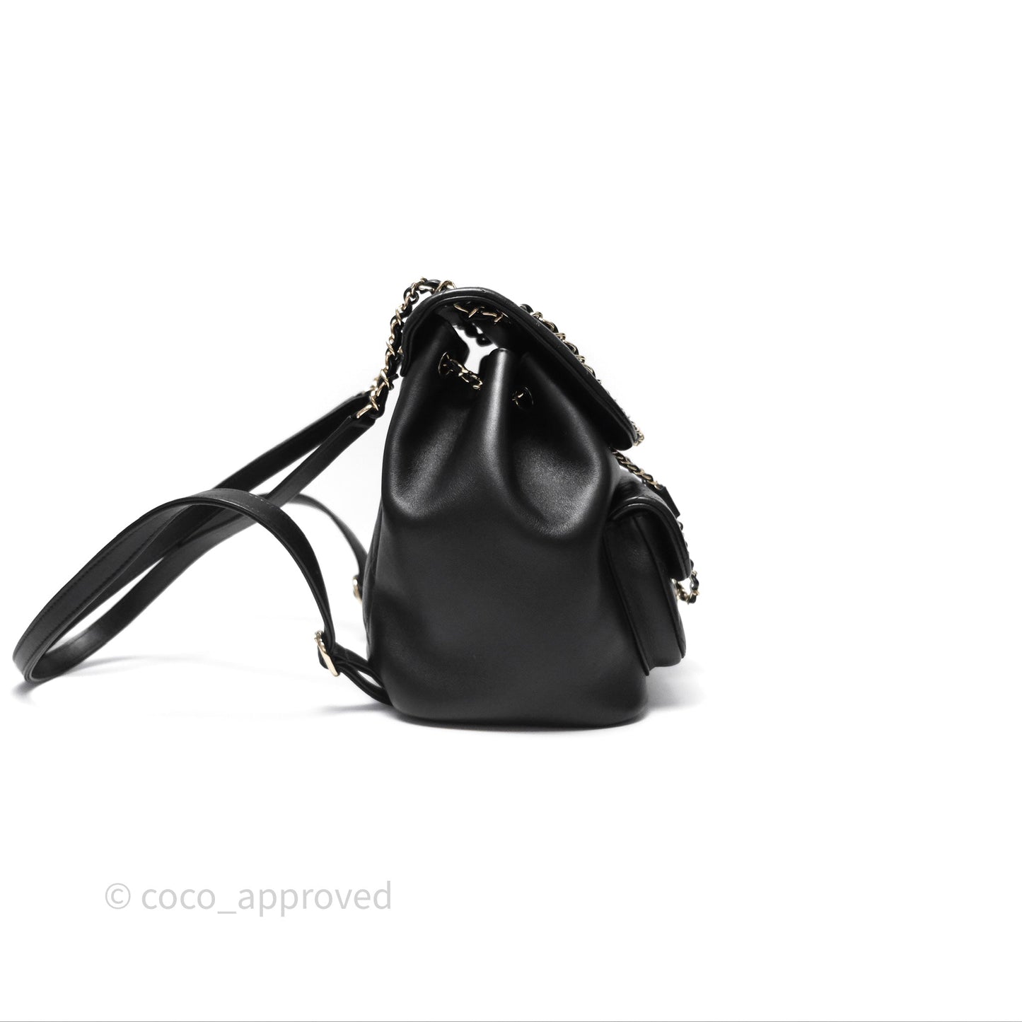 Chanel Quilted Large Duma Drawstring Backpack Black Lambskin Gold Hardware