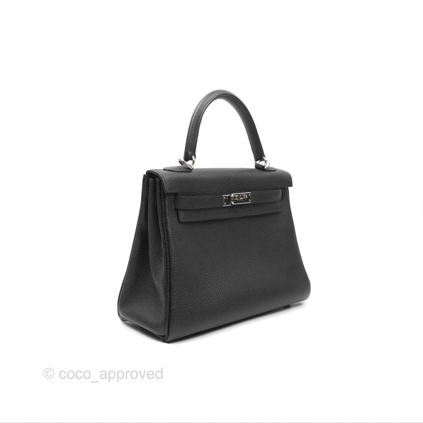 Hermès Retourne Kelly 25 Black Togo Palladium Hardware