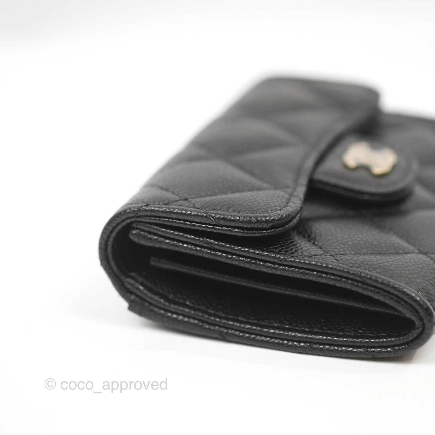 Chanel Caviar Quilted Flap Card Holder Black Gold Hardware