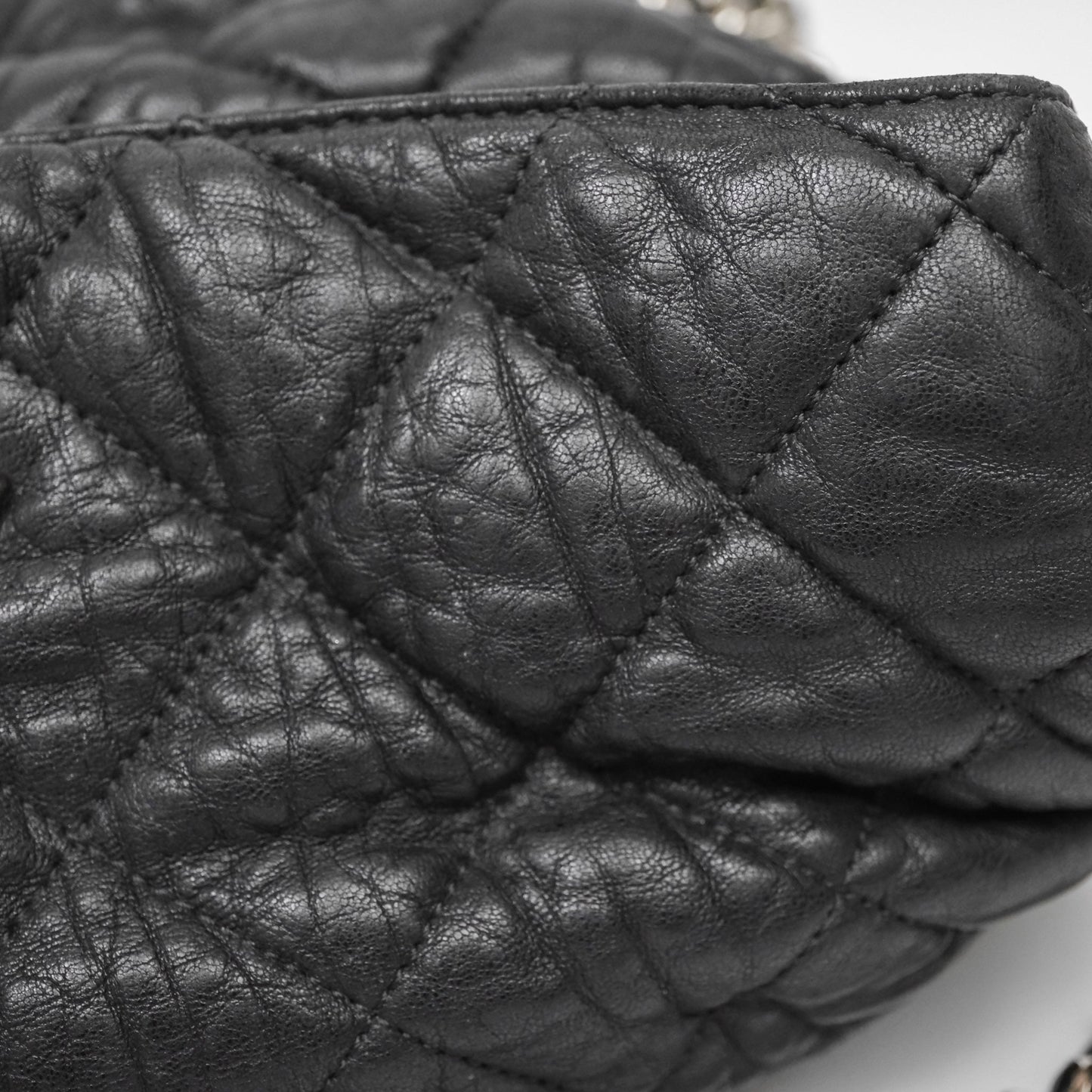 Chanel Chain Around Calfskin Hobo Black Silver Hardware