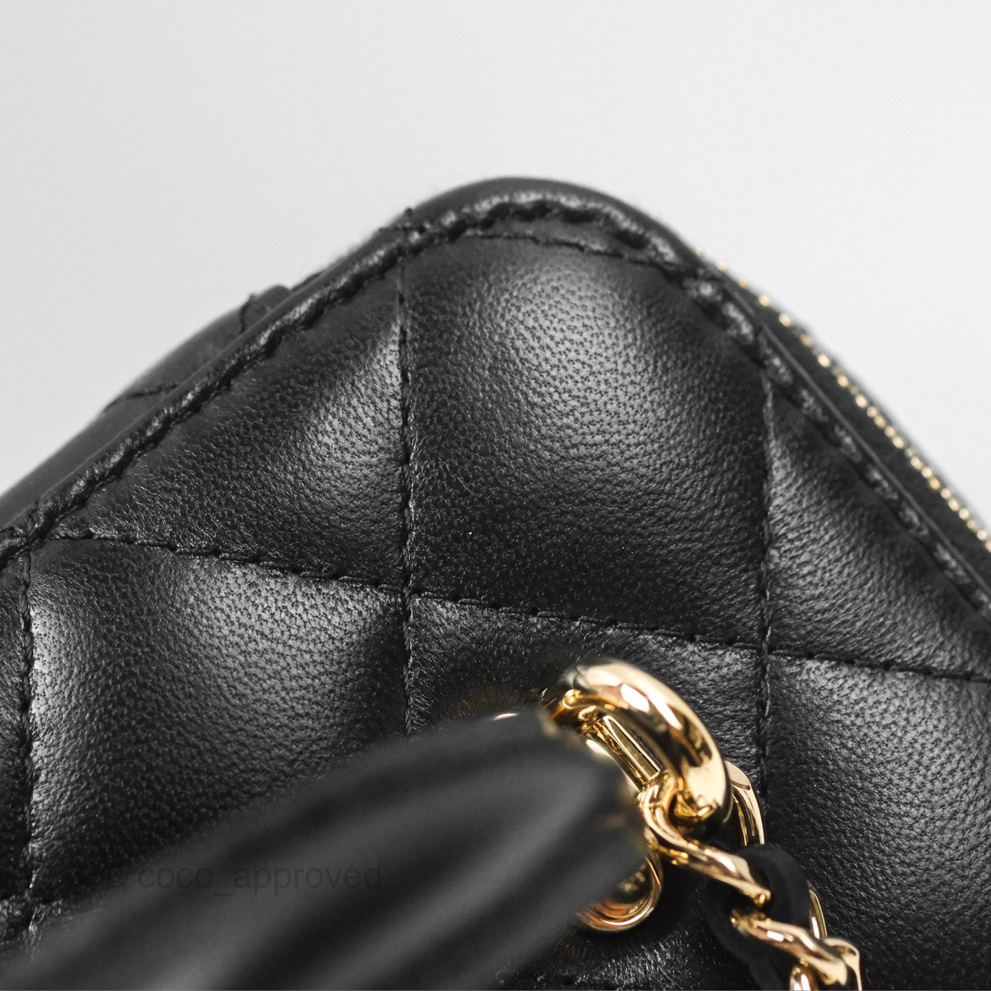 Chanel Vanity Rectangular Top Handle Black Lambskin Gold Hardware