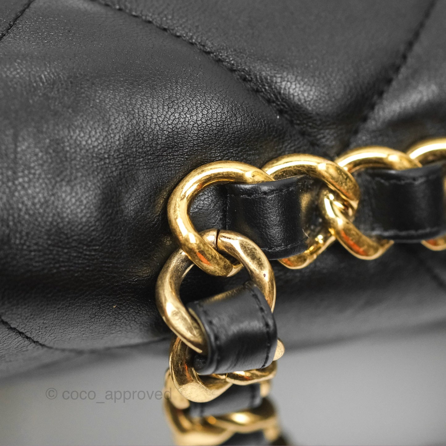 Chanel Chain Handle Flap Bag Black Goatskin Gold Hardware