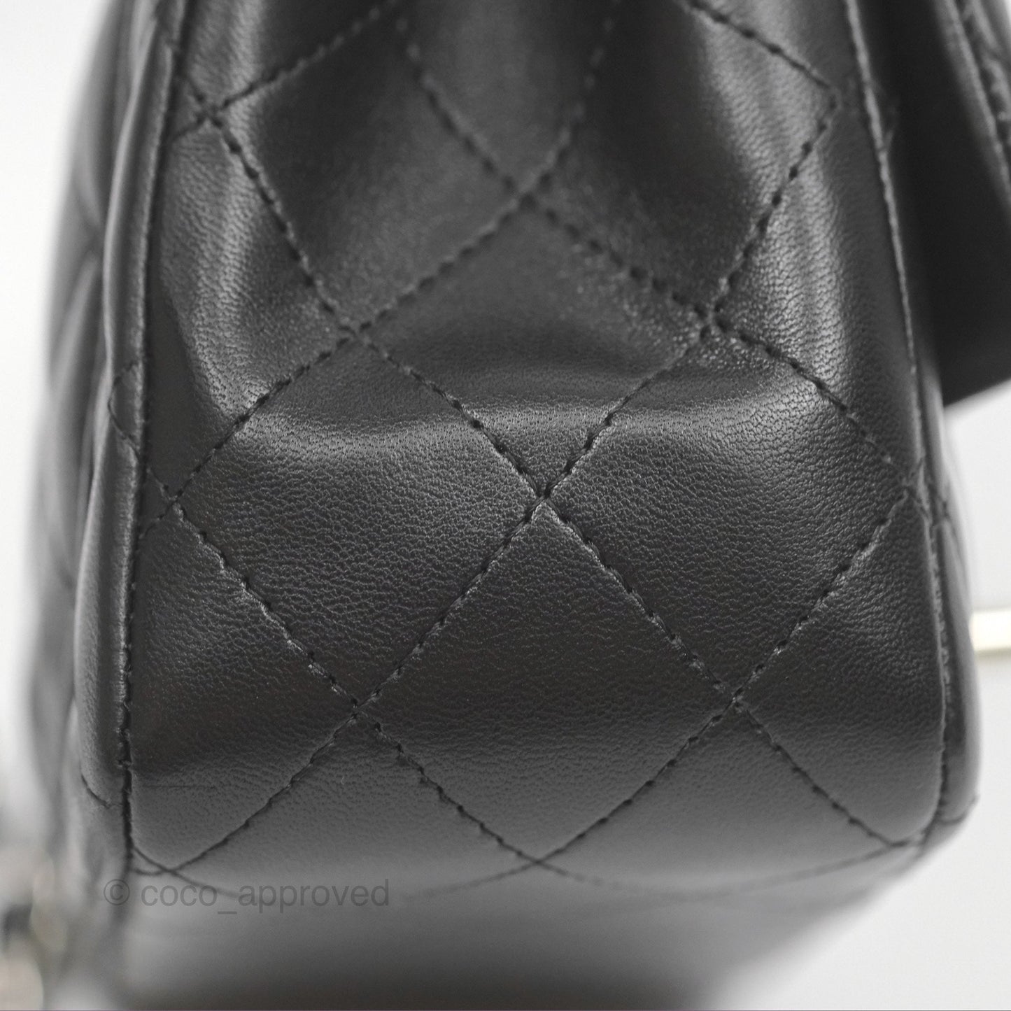 Chanel Mini Square Flap Quilted Black Lambskin Silver Hardware