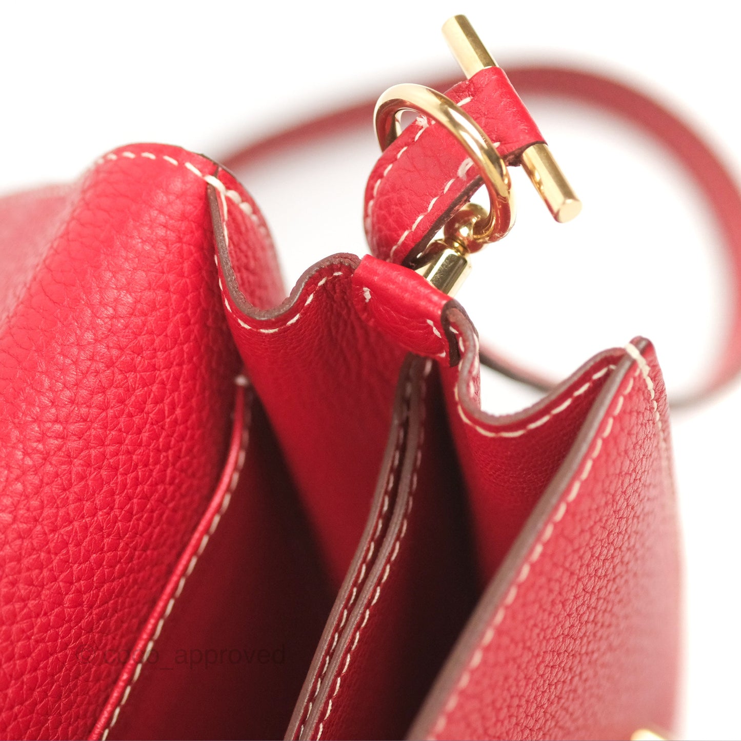 Hermès Roulis 23 Red Clemence Gold Hardware
