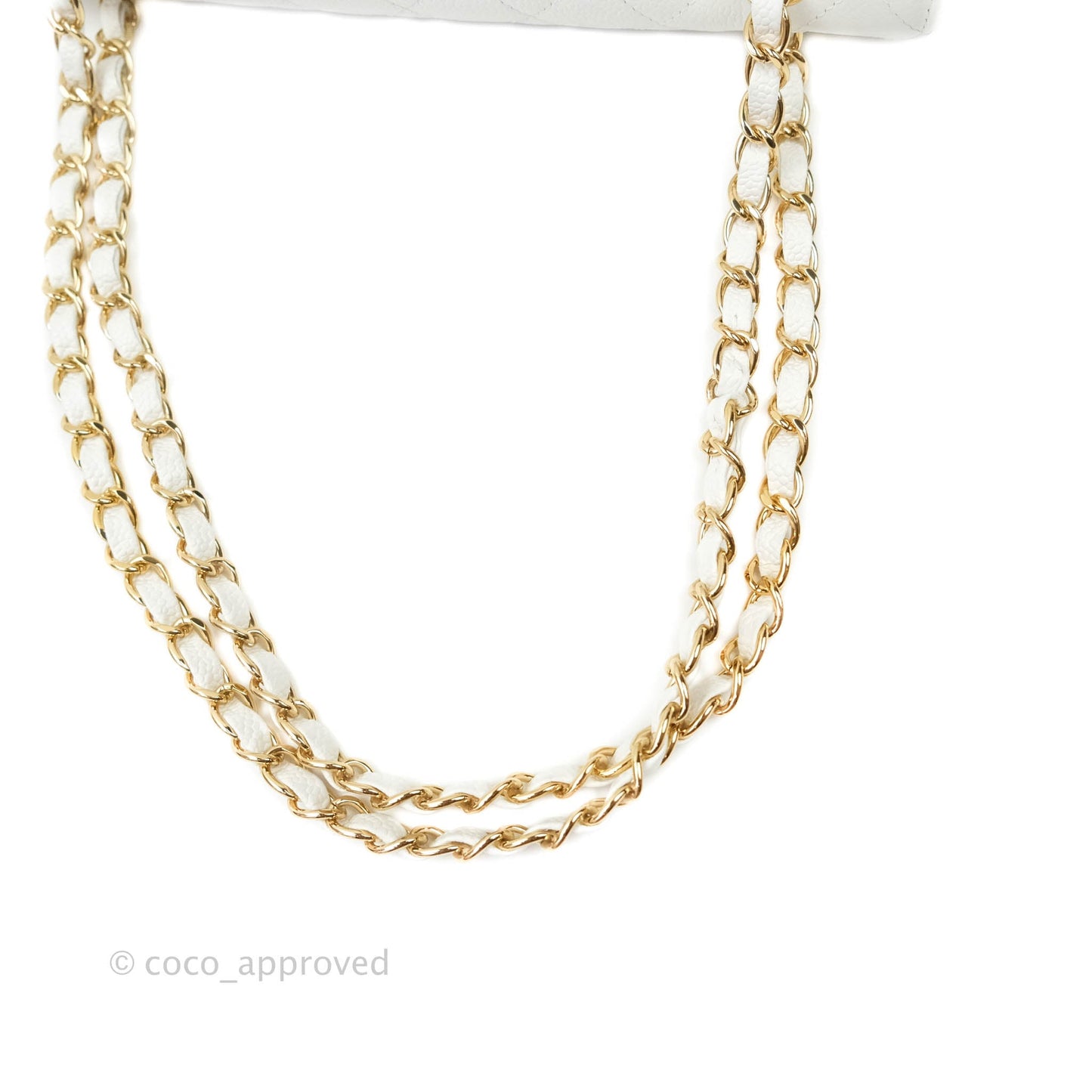 Chanel M/L Medium Double Flap Bag White Caviar Gold Hardware