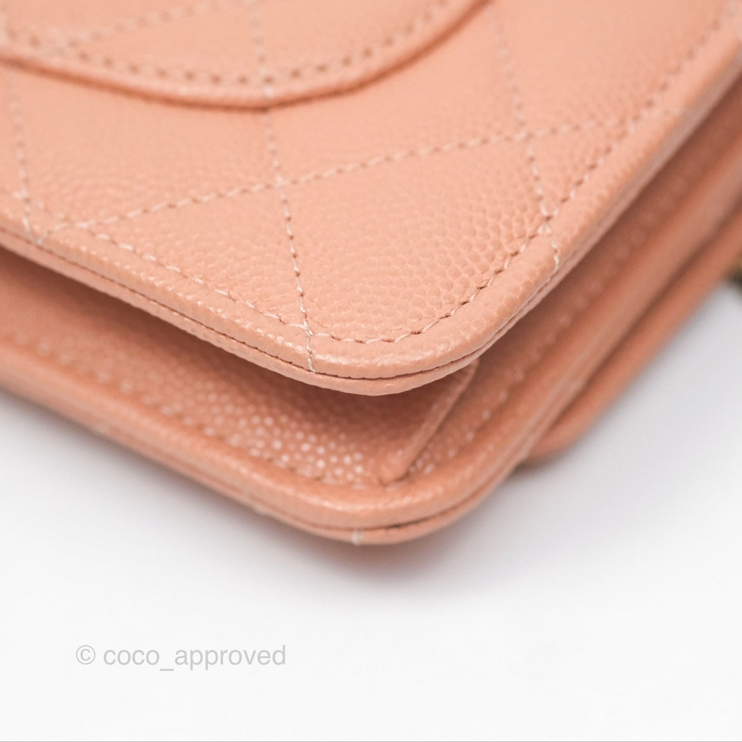 Chanel Quilted Wallet On Chain WOC Rosy Beige Caviar Gold Hardware