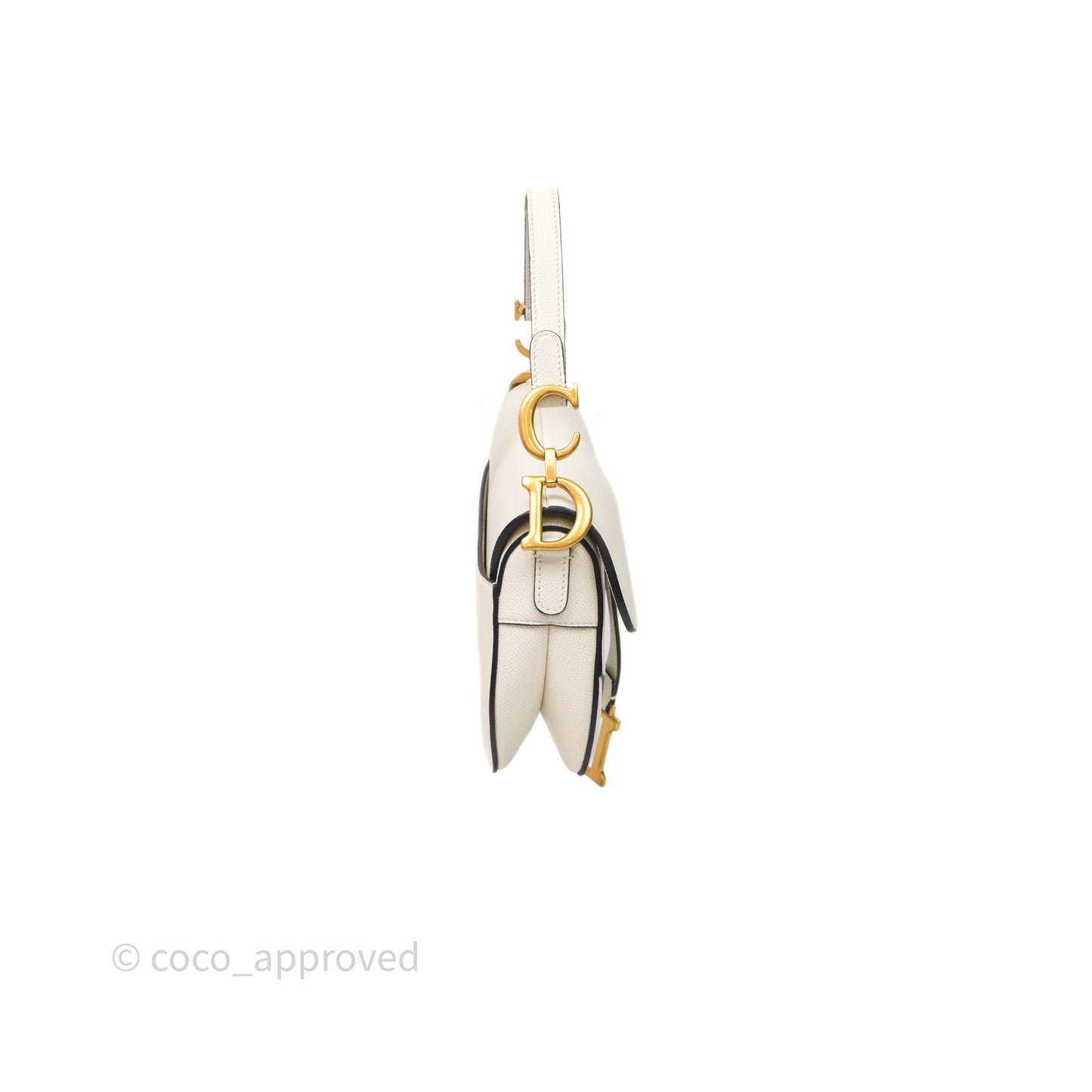 Christian Dior Mini Saddle Bag White Grained Calfskin Gold Hardware