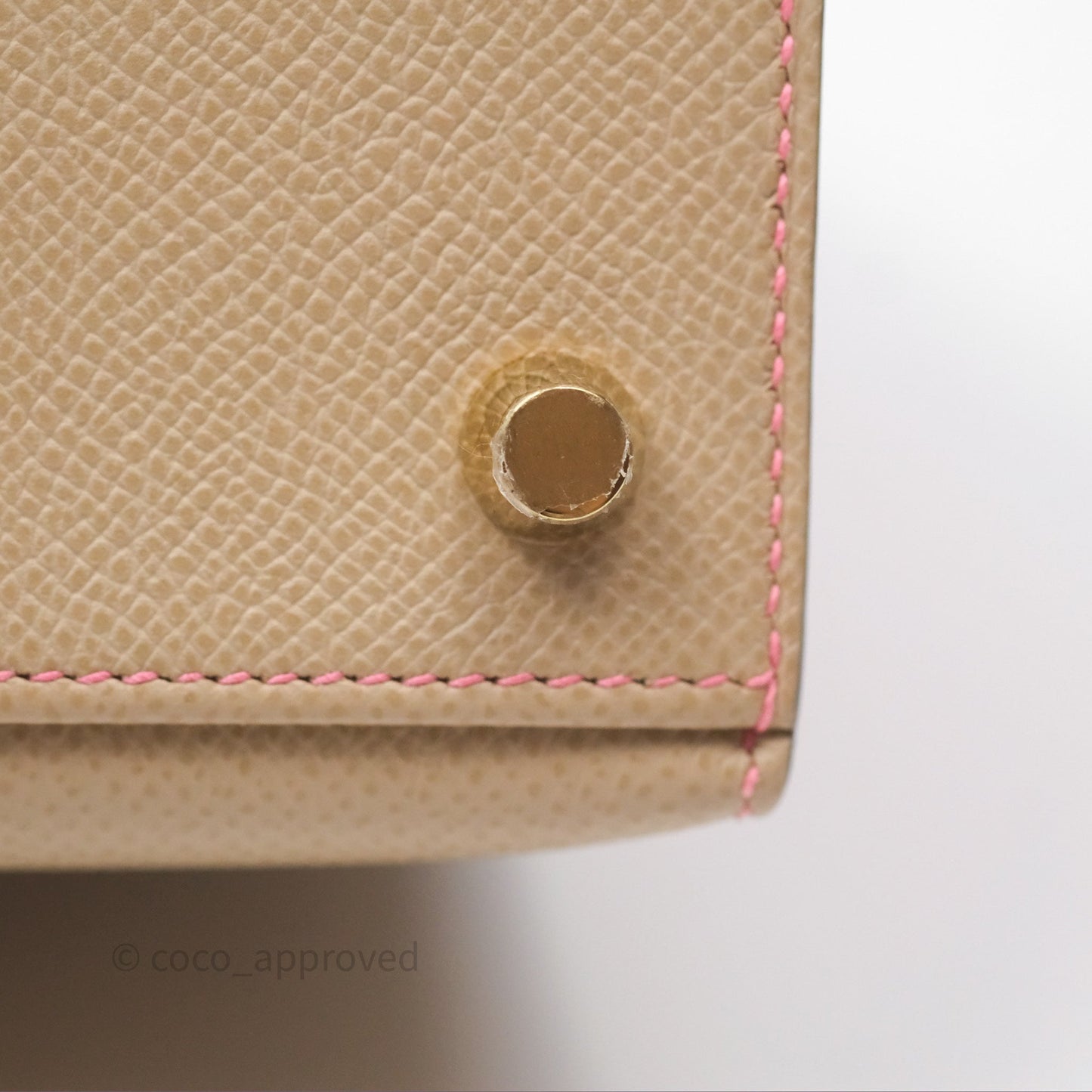 Hermès Kelly 25 Sellier Begie/Pink Epsom Gold Hardware
