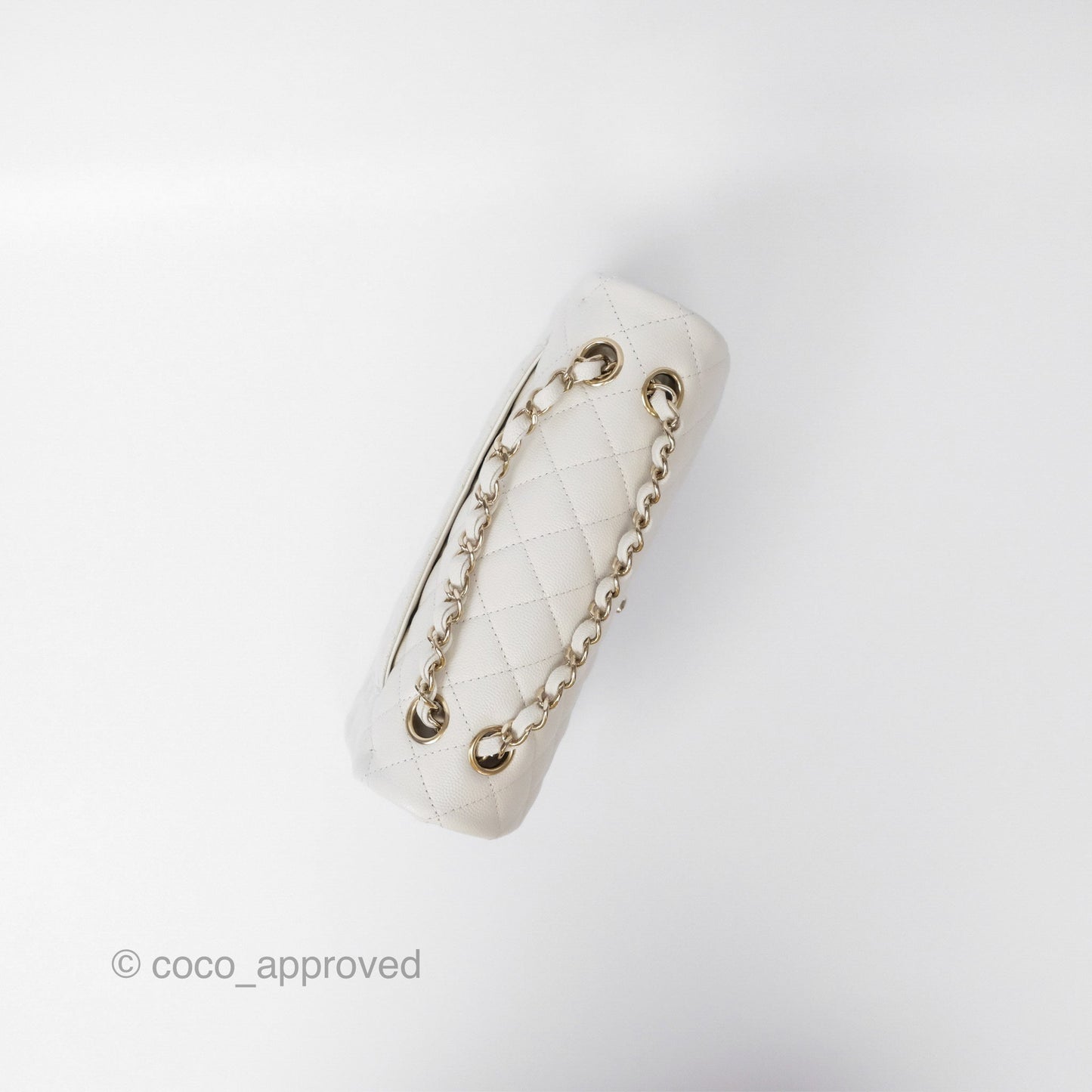 Chanel Small Classic Flap Quilted Ivory White Caviar Gold Hardware