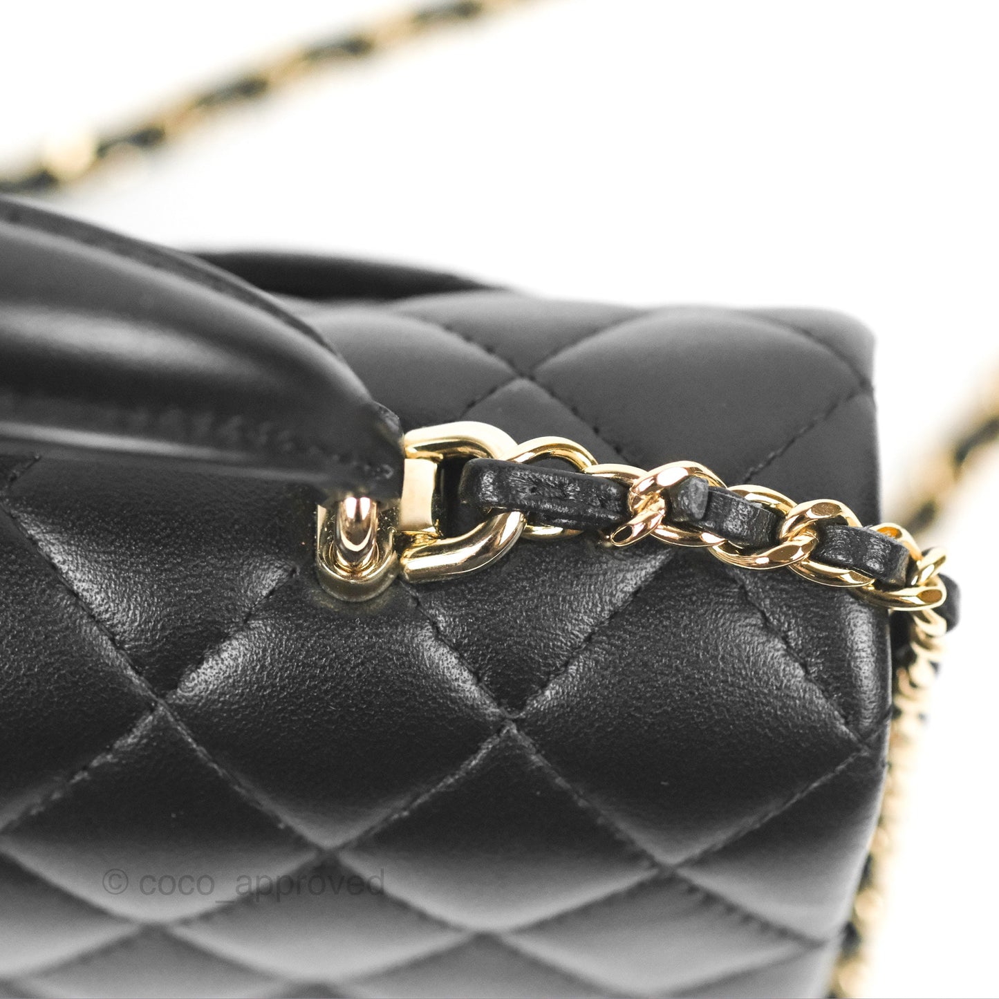 Chanel Top Handle Mini Rectangular Flap Bag Black Lambskin Gold Hardware