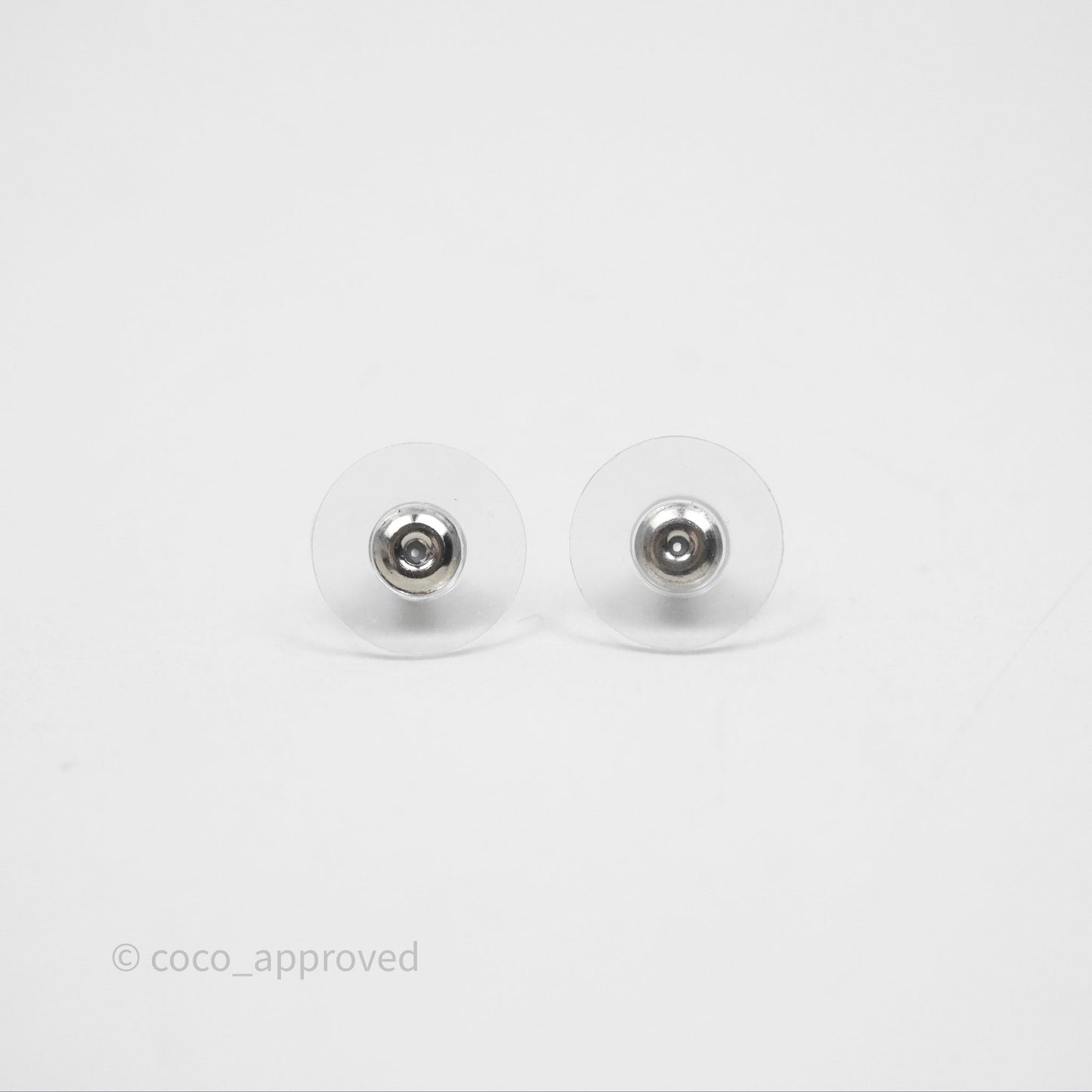 Chanel Crystal 19 CC Lock Earrings Silver Tone 22A