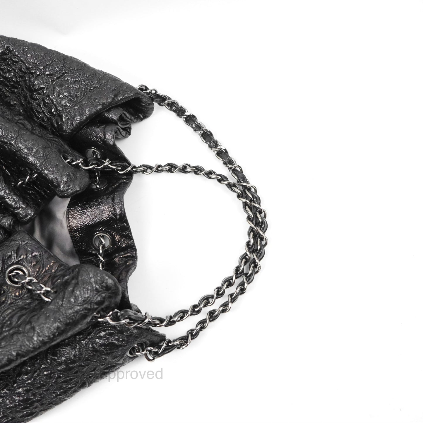 Chanel Rock In Moscow Cabas Tote Bag Black Glazed Crumpled Leather Gun Metal