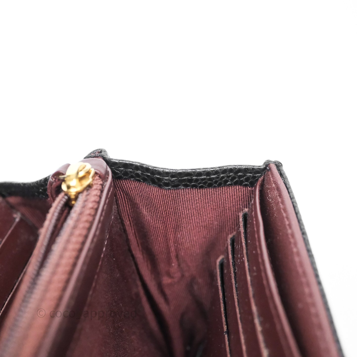 Chanel Quilted Classic Zip Long Wallet Black Caviar Gold Hardware