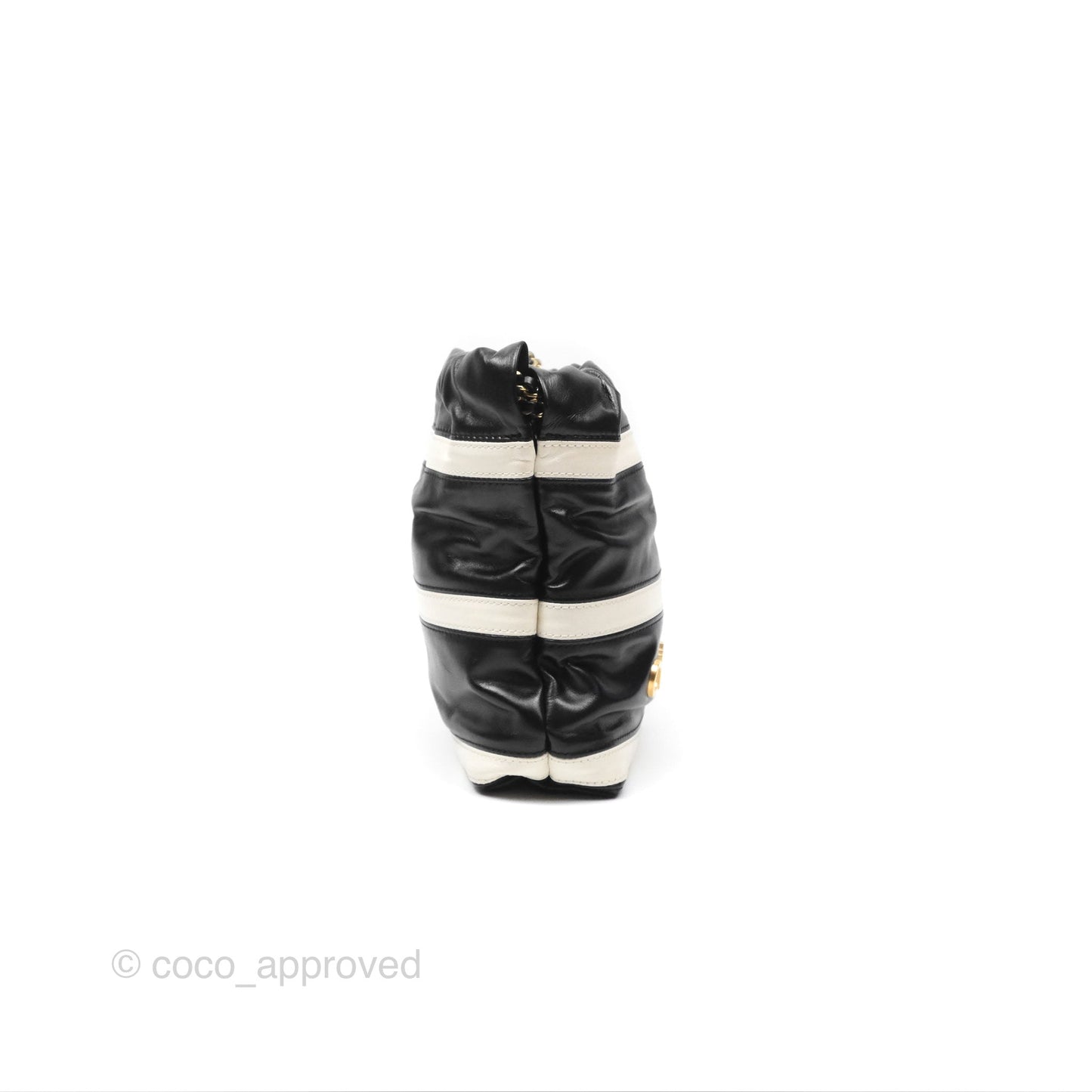 Chanel 22 Mini Bag Striped Black/ White Crumpled Calfskin