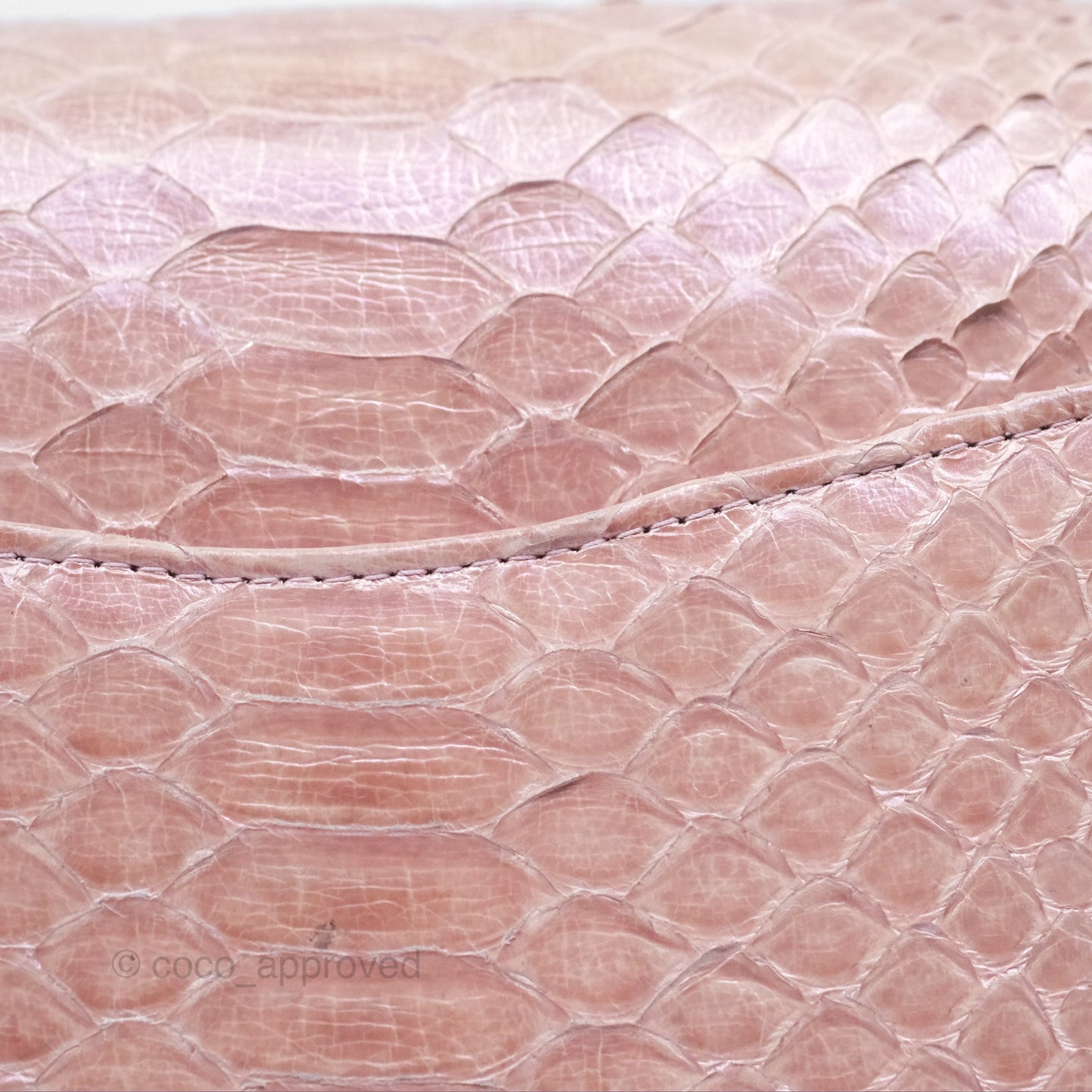 Chanel Classic M/L Medium Flap Quilted Iridescent Pink Python Gold Hardware