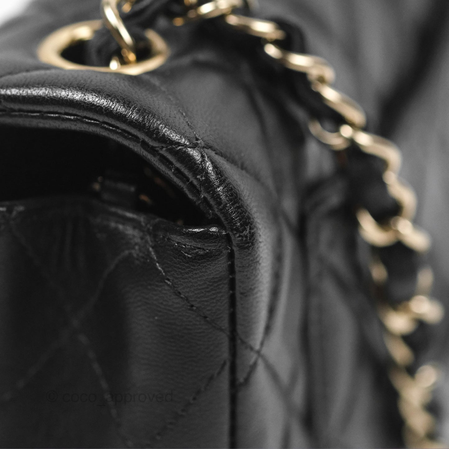 Chanel Quilted Mini Rectangular Flap Black Lambskin Gold Hardware
