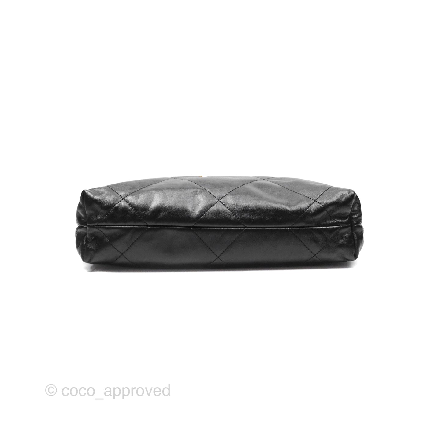 Chanel 22 Small Black Shiny Crumpled Calfskin Aged Gold Hardware