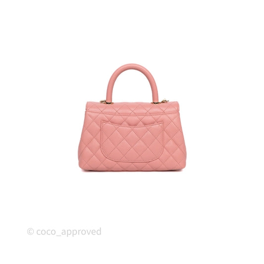 Chanel Small Coco Handle Quilted Pink Caviar Gold Hardware
