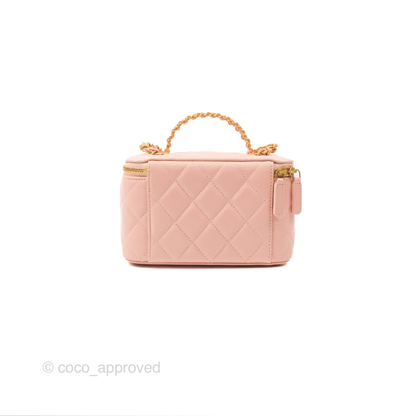 Chanel Vanity Rectangular Top Handle Pink Lambskin Gold Hardware