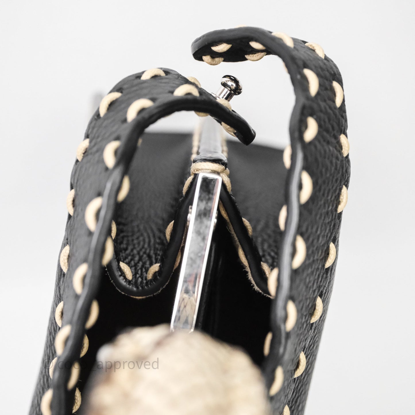 Fendi Peekaboo ISeeU Python Handle Handbag Black Calfskin Silver Hardware