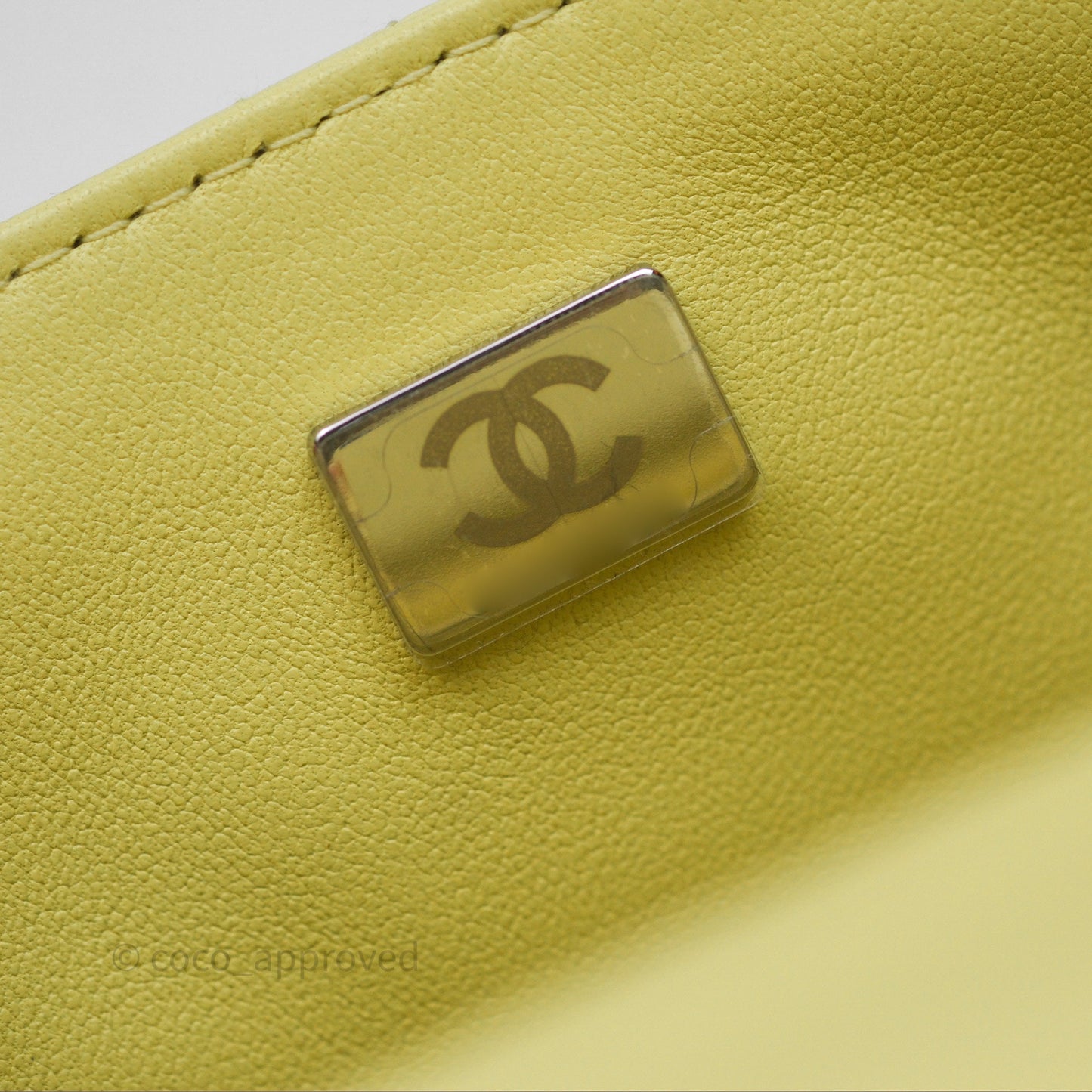 Chanel Mini Square Flap Quilted Yellow Lambskin Silver Hardware