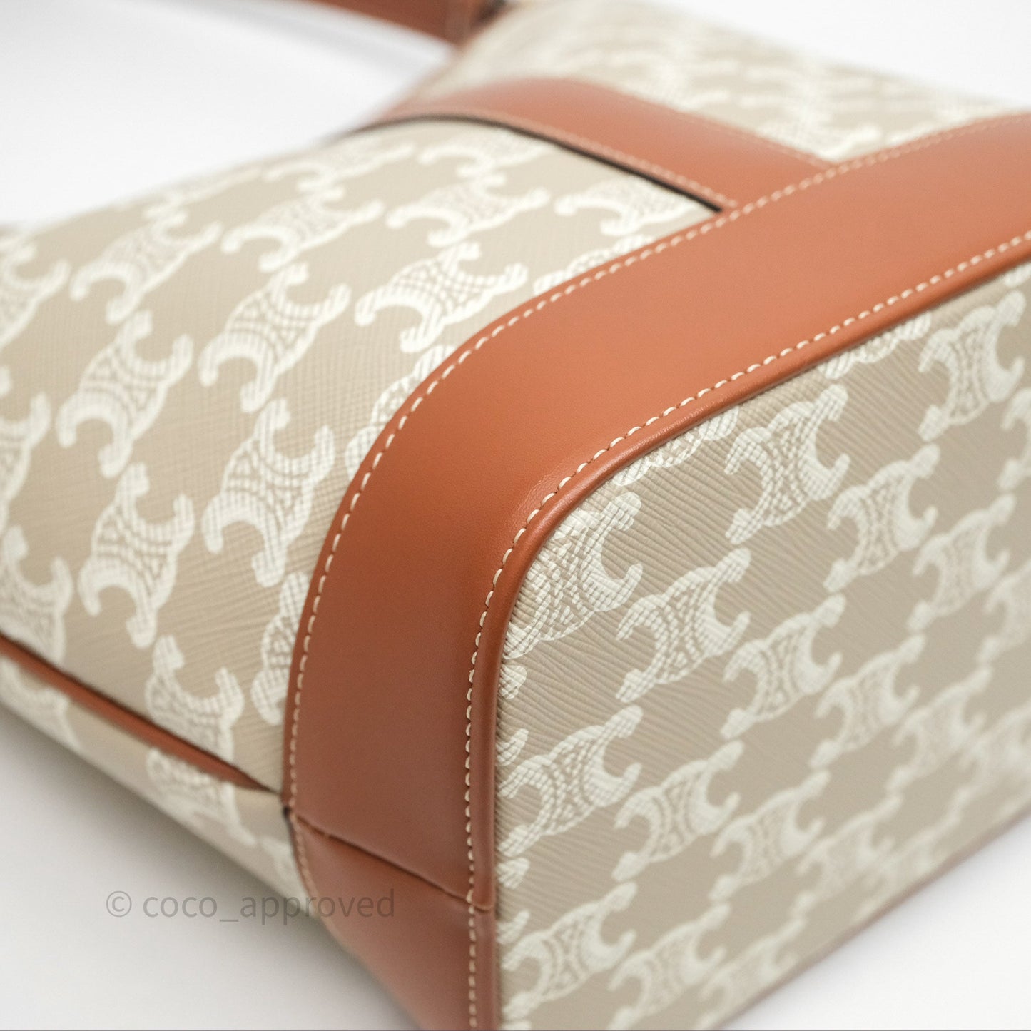 Celine Small Bucket Triomphe Canvas Grege Calfskin