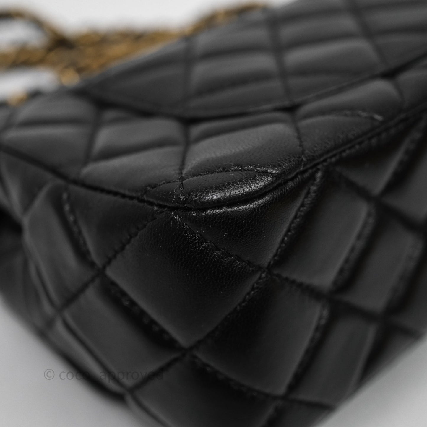 Chanel Top Handle Mini Rectangular Flap Bag Black Lambskin Aged Gold Hardware
