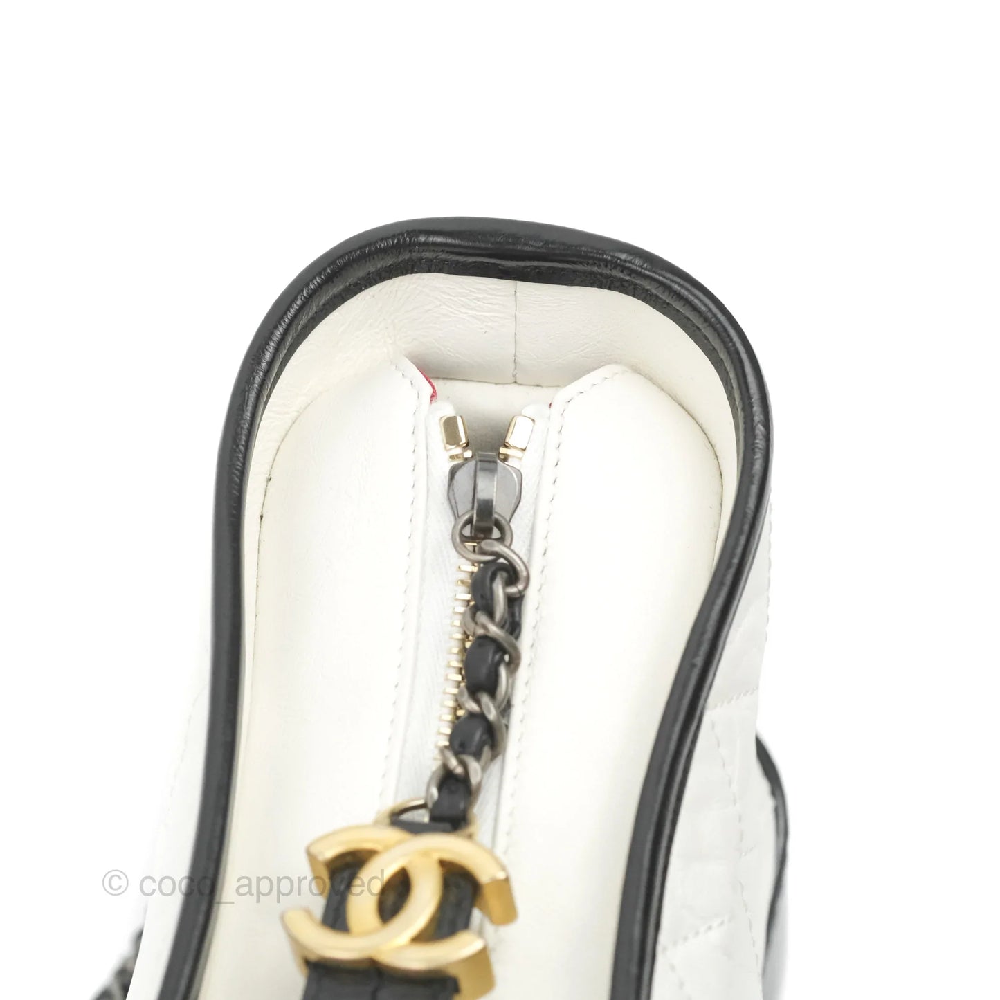 Chanel Quilted Small Gabrielle Hobo White Black Calfskin Mixed Hardware