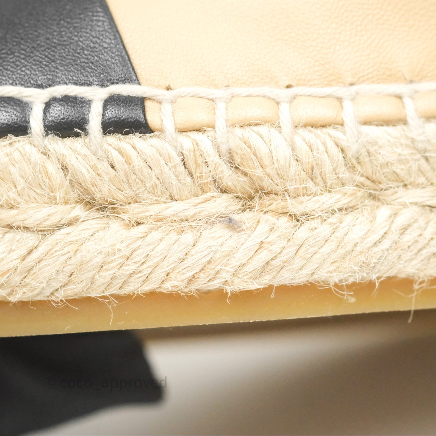 Chanel CC Espadrilles Beige Black Lambskin Size 38